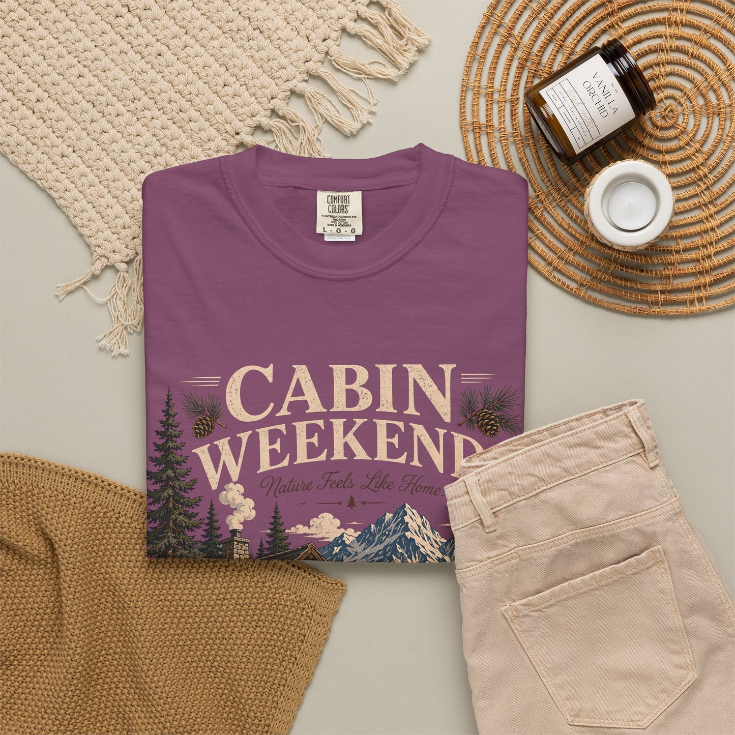 Cabin Weekends Graphic T-Shirt — Rustic Mountain Cabin Tee