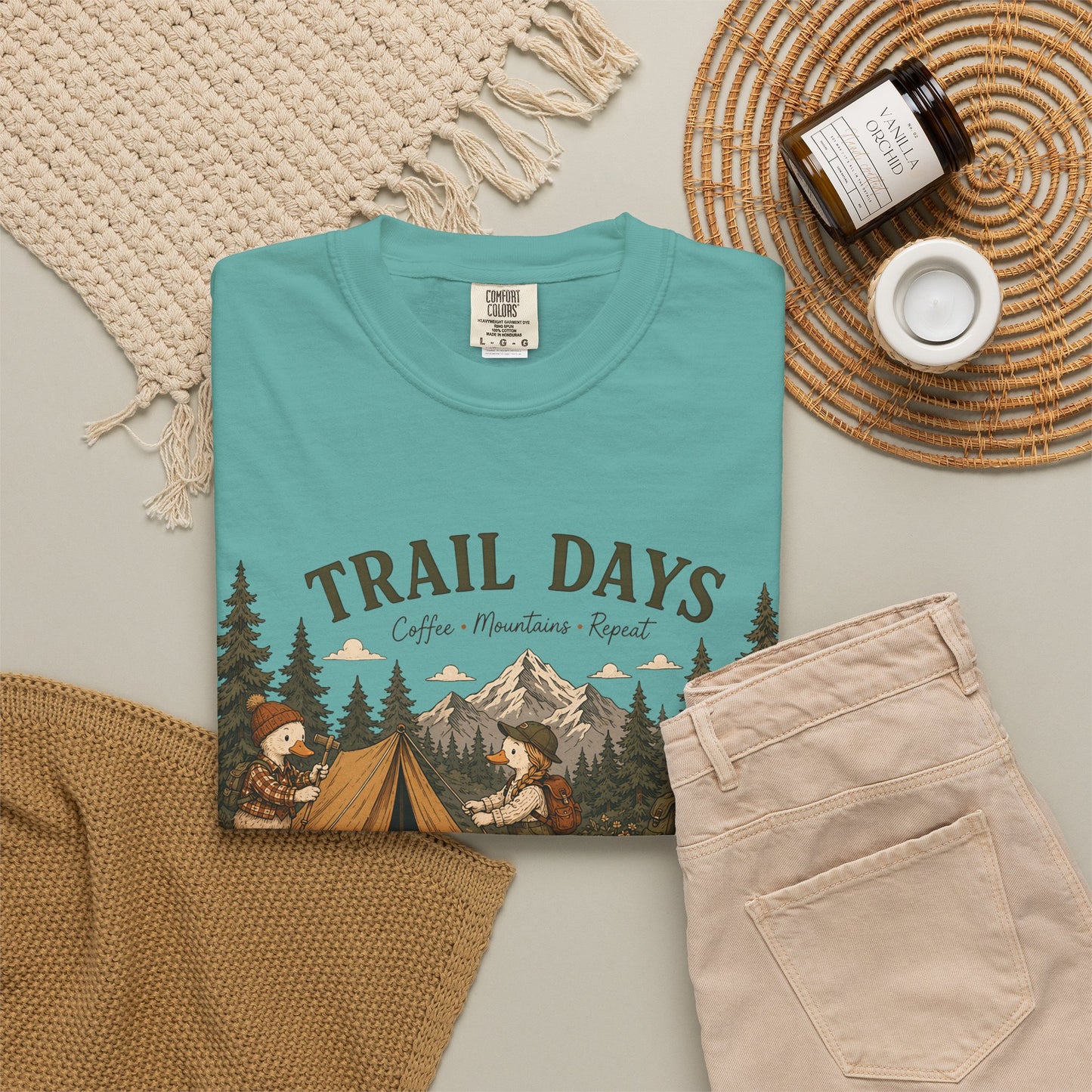 Trail Days Camping T-Shirt — Vintage Forest Campfire Graphic
