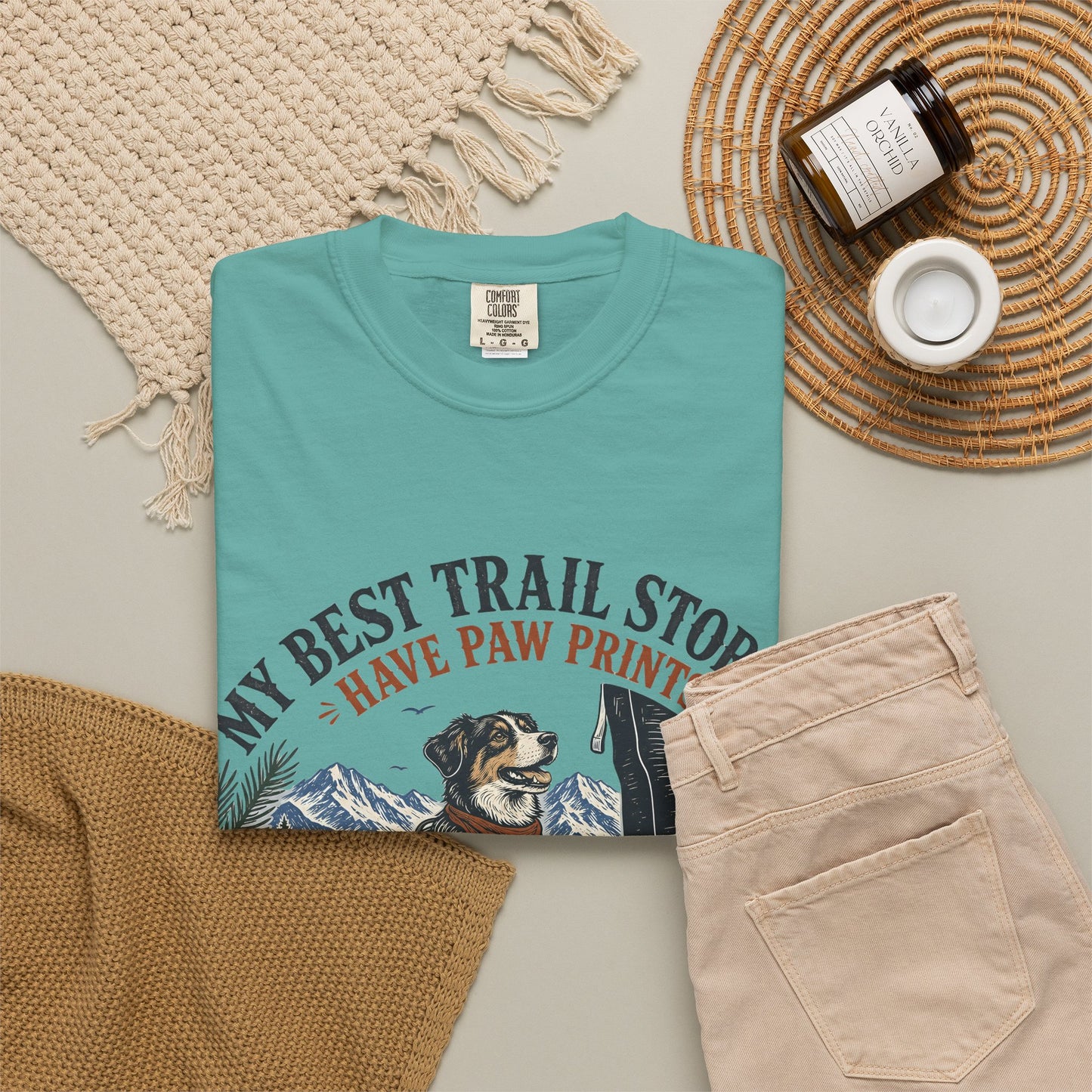 Dog Hiking T-Shirt — “My Best Trail Stories Have Paw Prints” Outdoor Adventure Tee