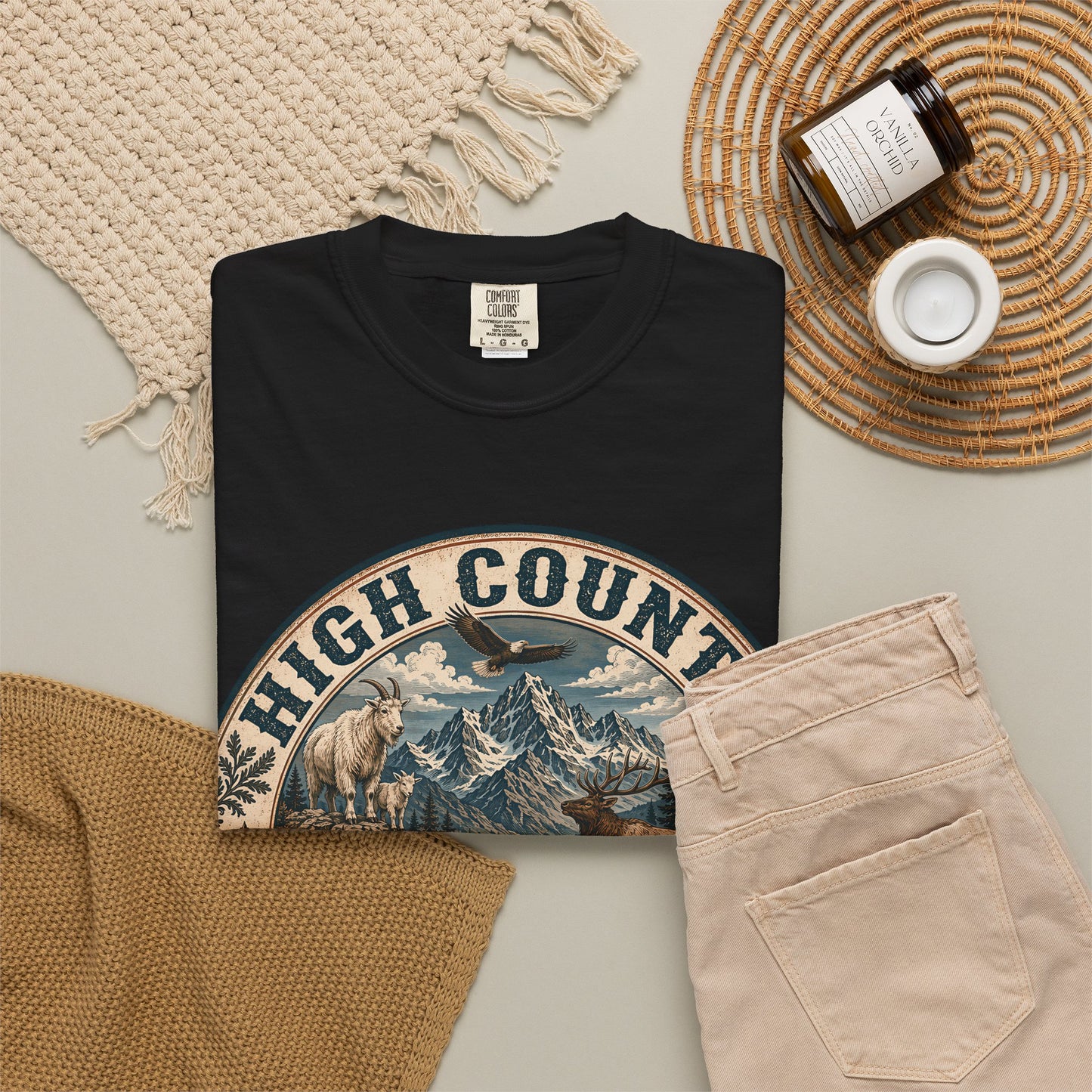 High Country Hiker T-Shirt — Mountain Wildlife Outdoor Tee