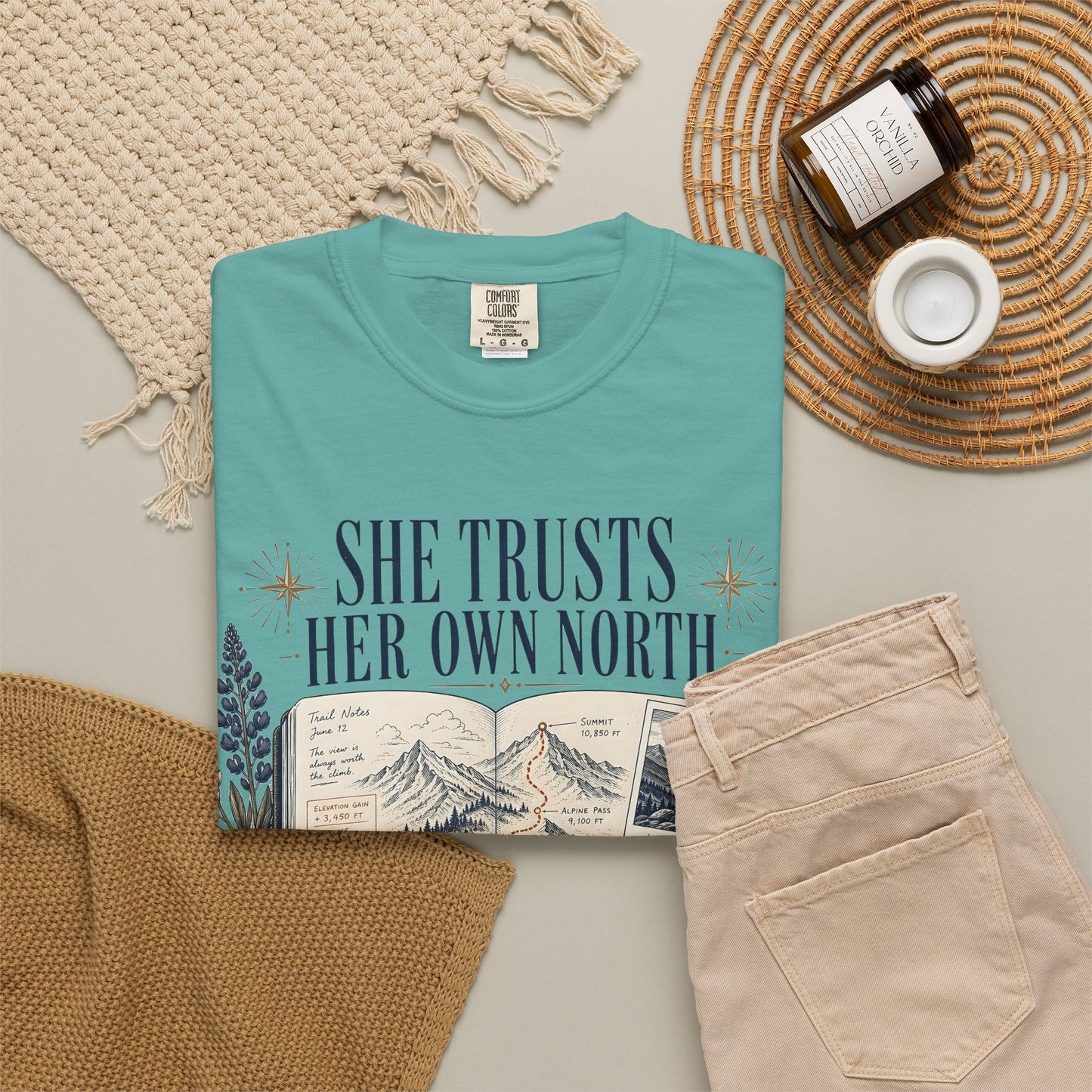 She Trusts Her Own North Graphic Tee — Women's Adventure Compass T‑Shirt