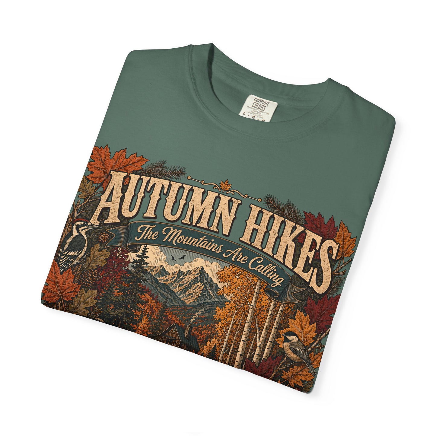 Autumn Hikes T-Shirt — Scenic Cabin Trail Fall Hiking Tee