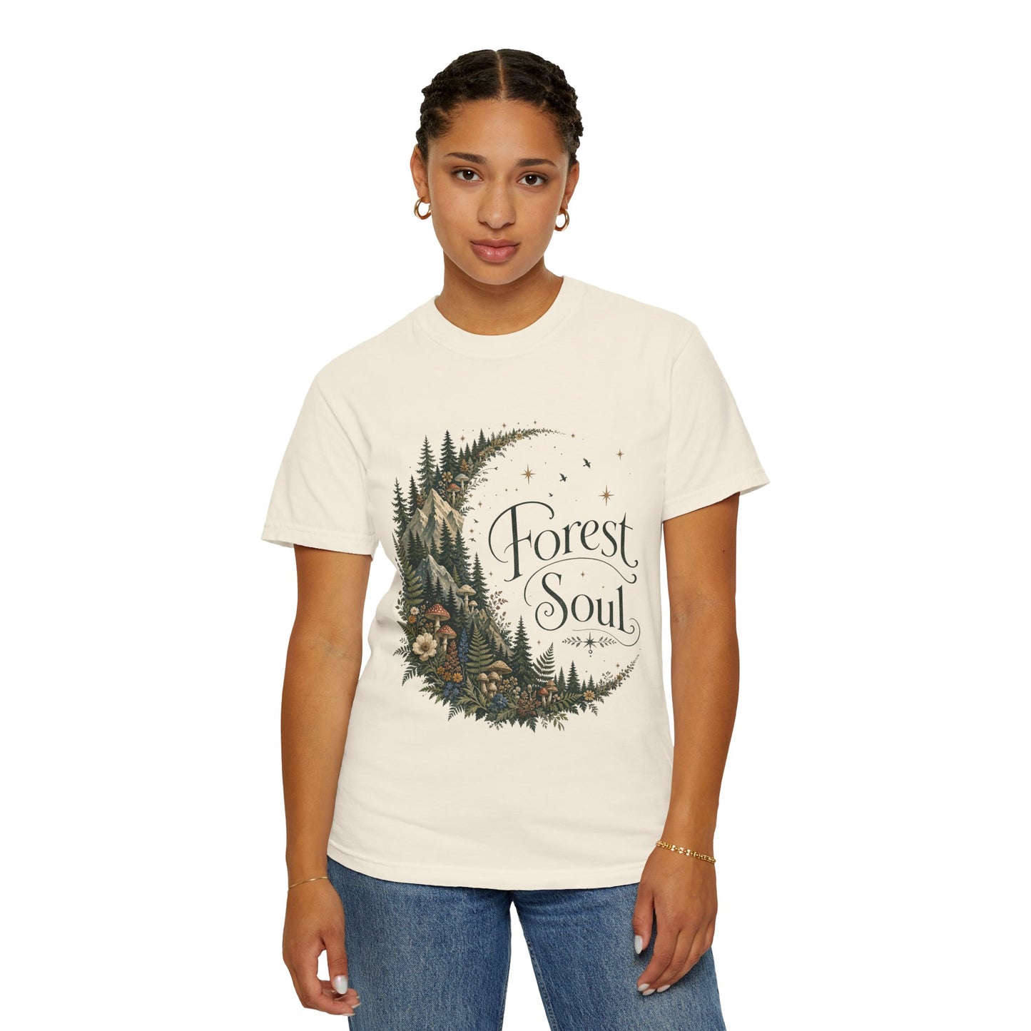 Forest Soul T‑Shirt — Crescent Moon Woodland Graphic Tee