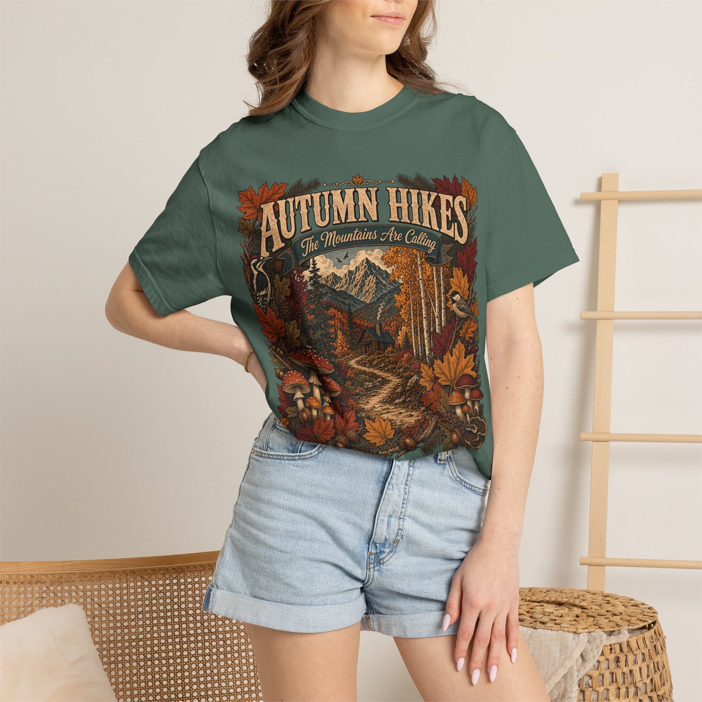 Autumn Hikes T-Shirt — Scenic Cabin Trail Fall Hiking Tee
