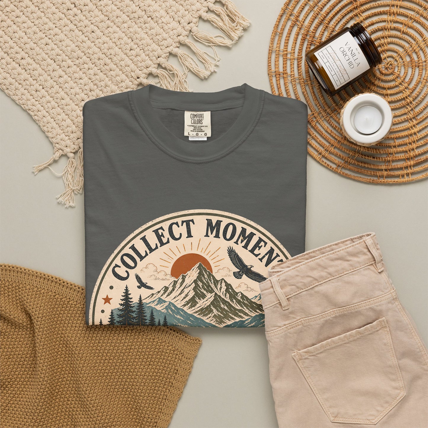 Collect Moments Not Miles T-Shirt — Vintage Mountain Adventure Tee