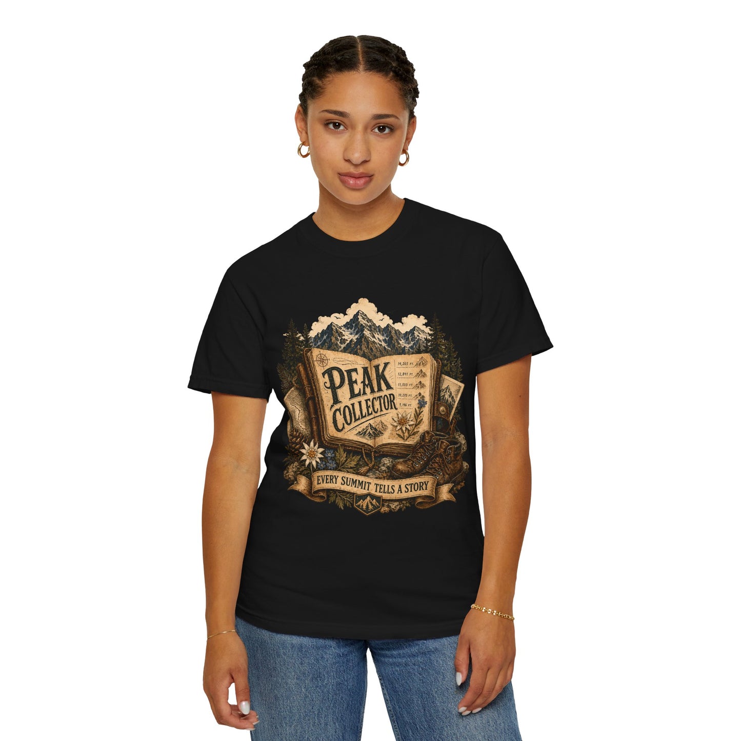 Peak Collector T-Shirt — Mountain Hiking Tee (“Every Summit Tells a Story”)