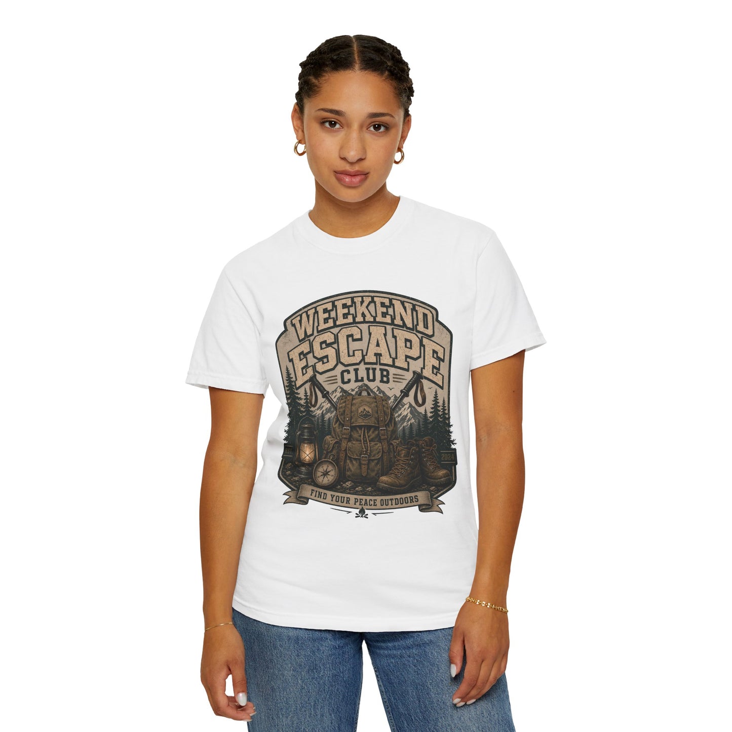 Weekend Escape Club T-Shirt — Outdoor Camping Adventure Graphic Tee