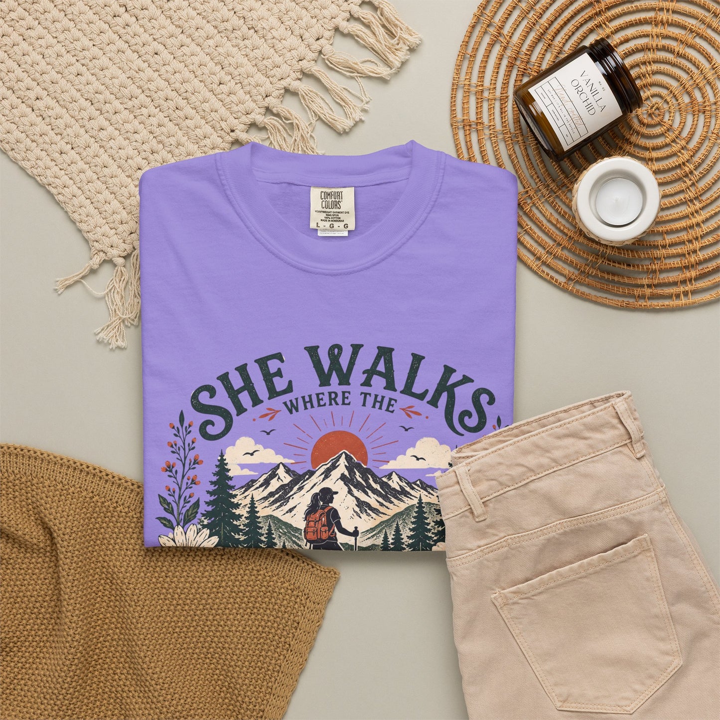 She Walks Where the Wild Things Bloom T-Shirt — Floral Vintage Hiking Tee