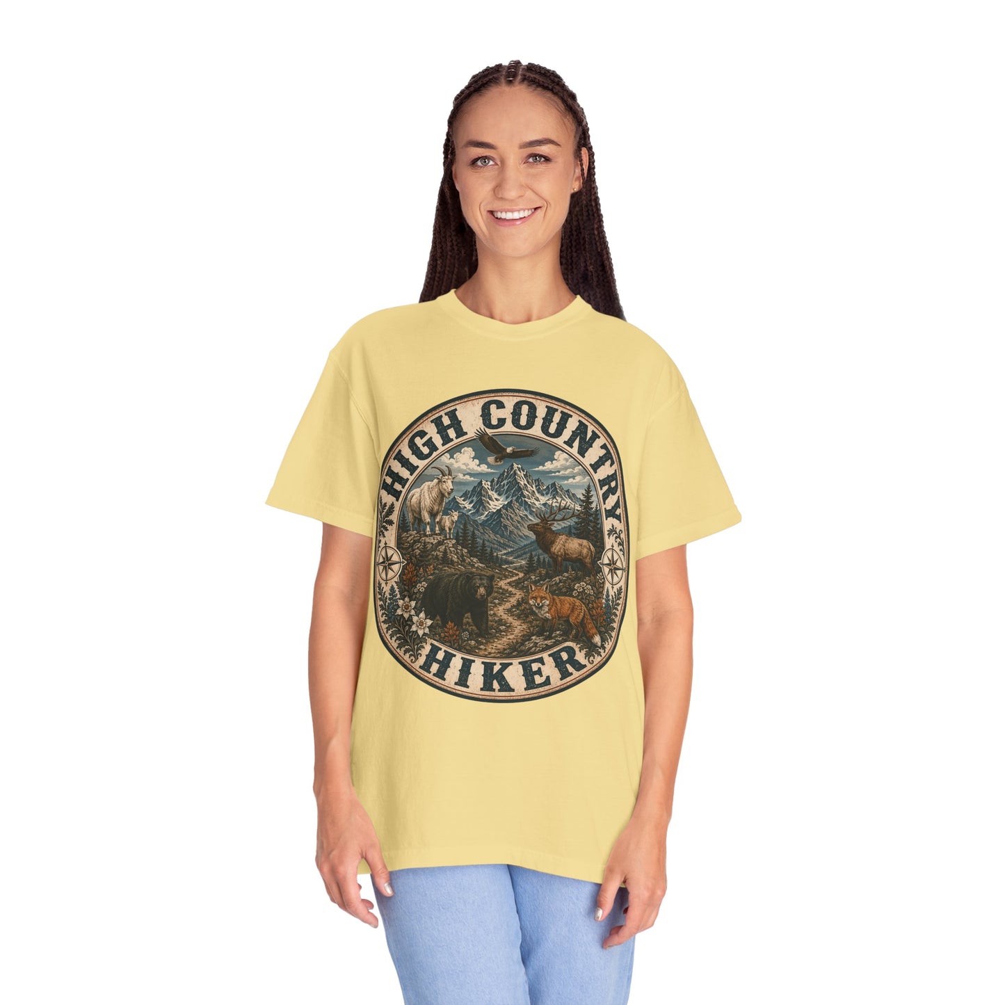 High Country Hiker T-Shirt — Mountain Wildlife Outdoor Tee