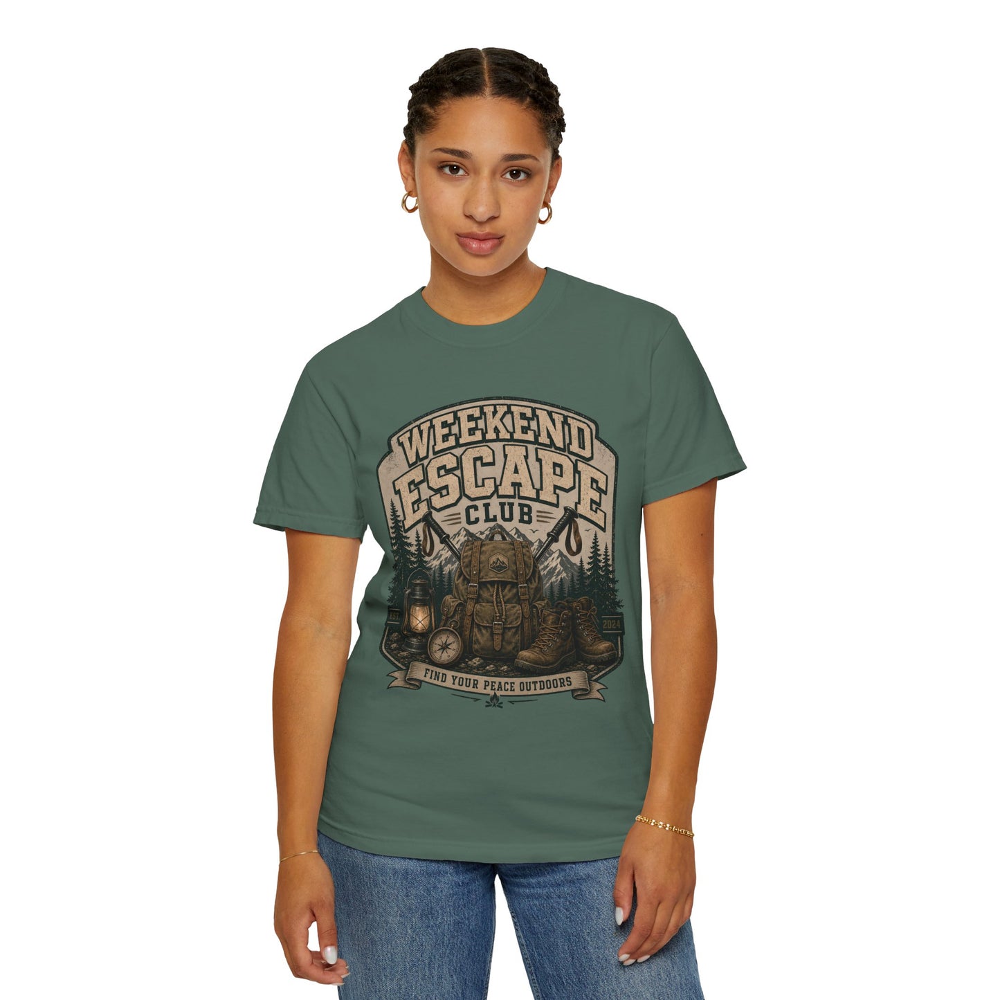 Weekend Escape Club T-Shirt — Outdoor Camping Adventure Graphic Tee