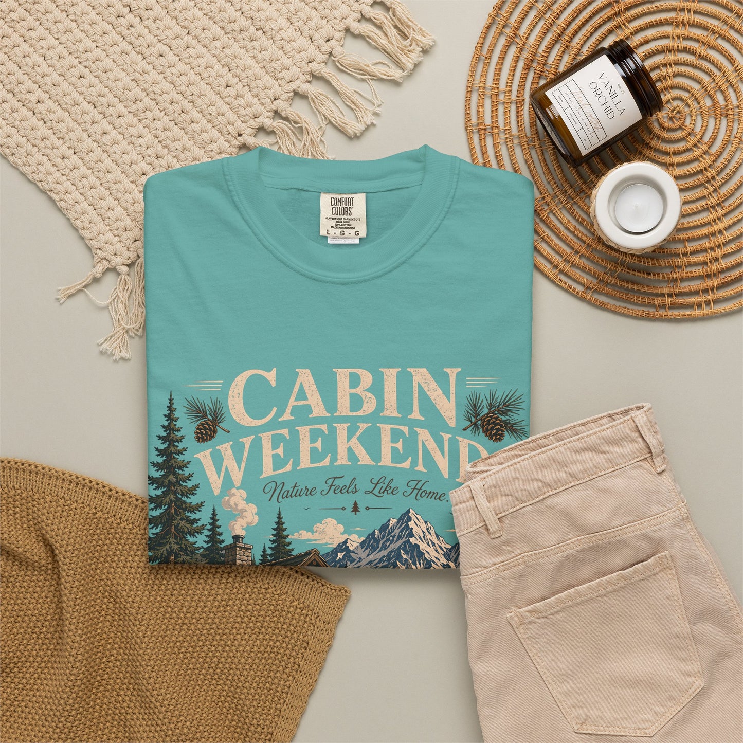 Cabin Weekends Graphic T-Shirt — Rustic Mountain Cabin Tee