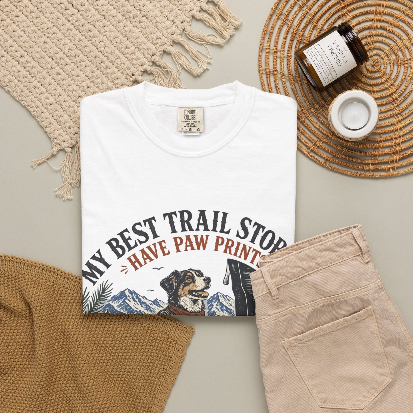 Dog Hiking T-Shirt — “My Best Trail Stories Have Paw Prints” Outdoor Adventure Tee
