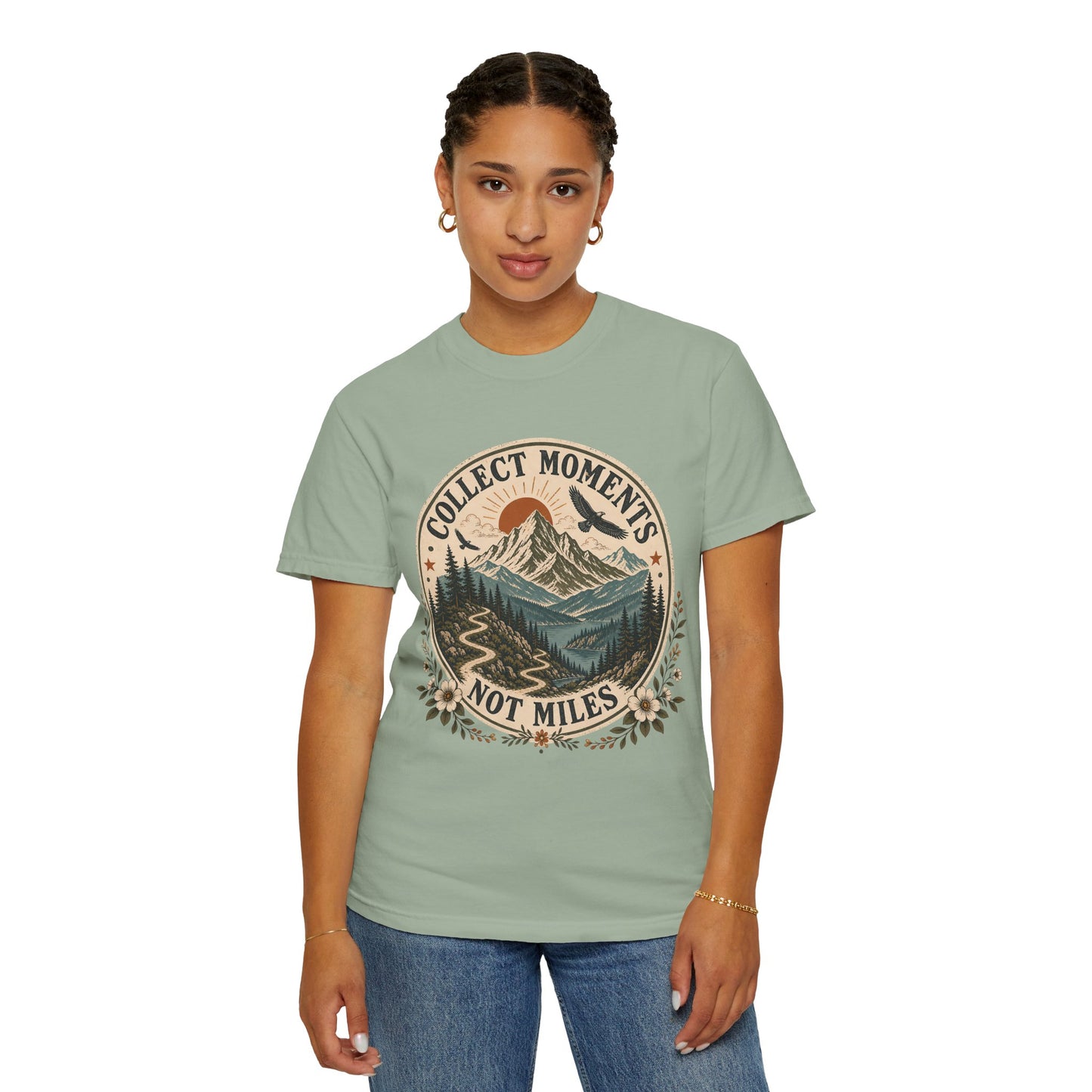 Collect Moments Not Miles T-Shirt — Vintage Mountain Adventure Tee