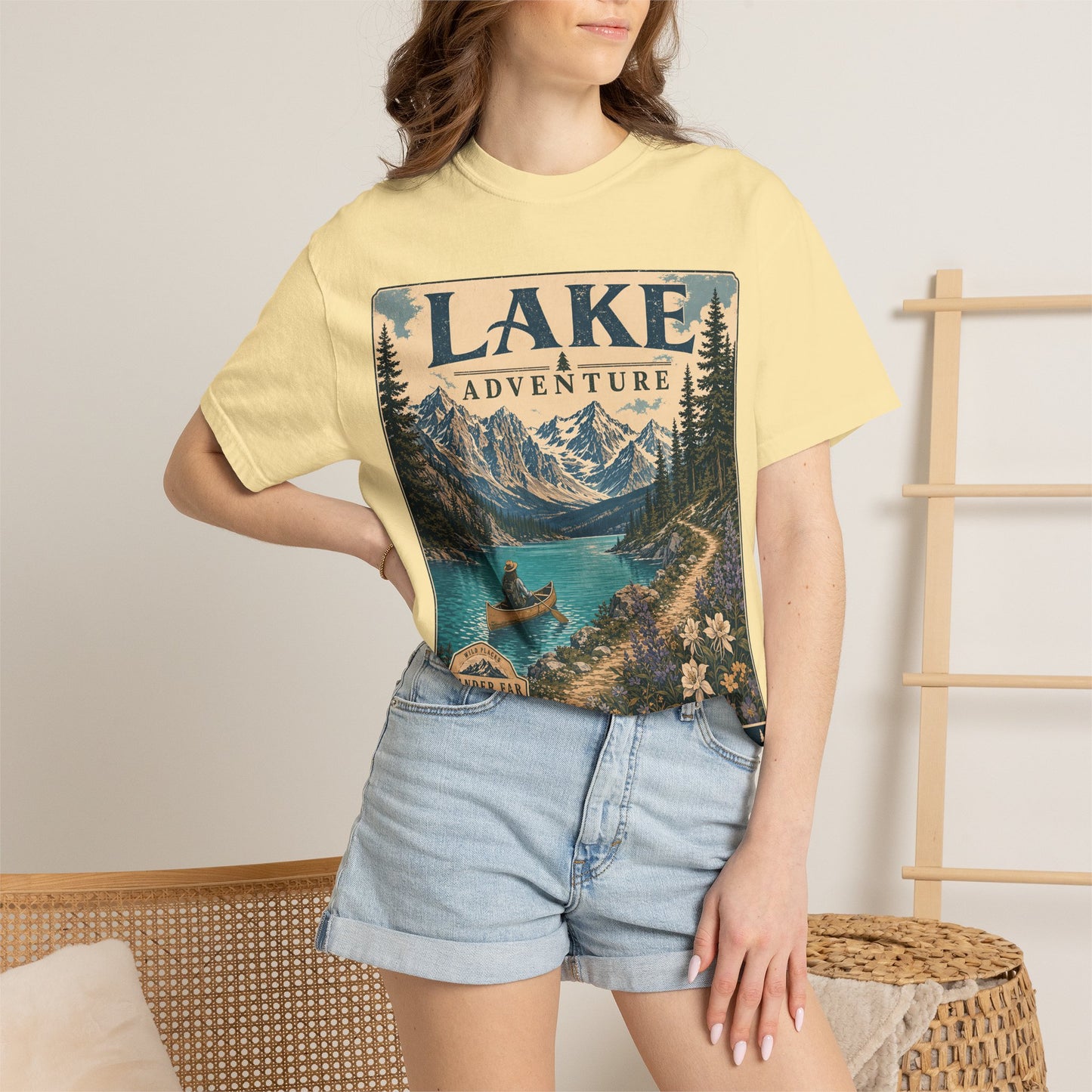 Lake Adventure T-Shirt — Vintage Mountain & Canoe Outdoor Tee