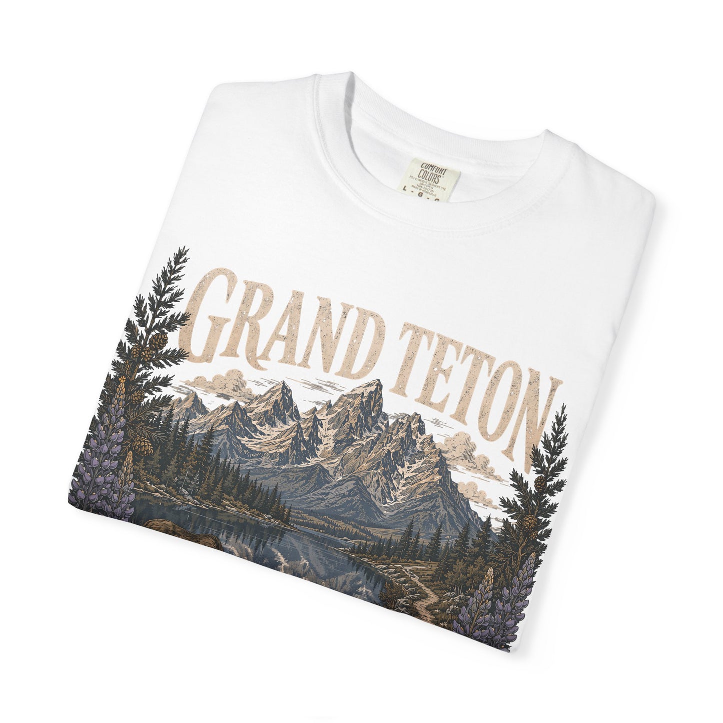 Grand Teton Scenic T-Shirt — 'Adventure Lives Here' Mountain & Moose Tee