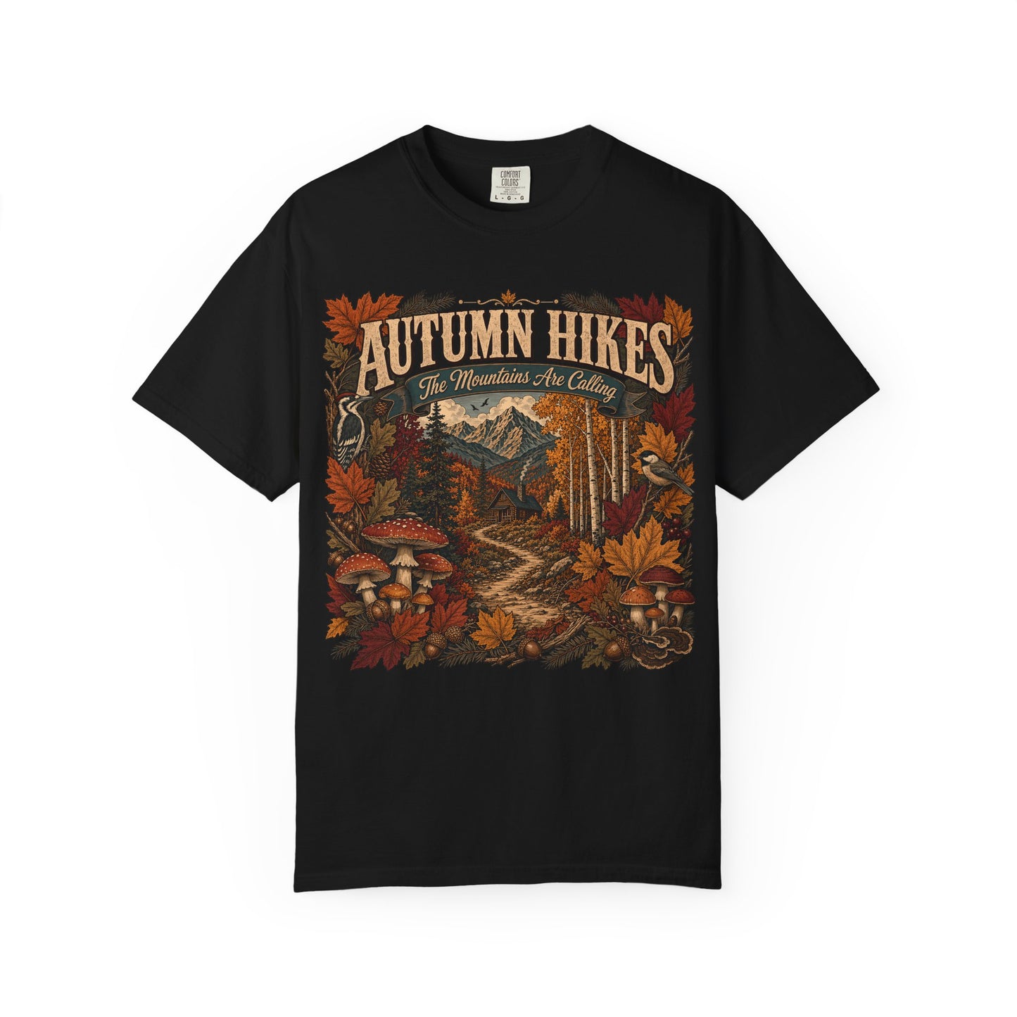 Autumn Hikes T-Shirt — Scenic Cabin Trail Fall Hiking Tee