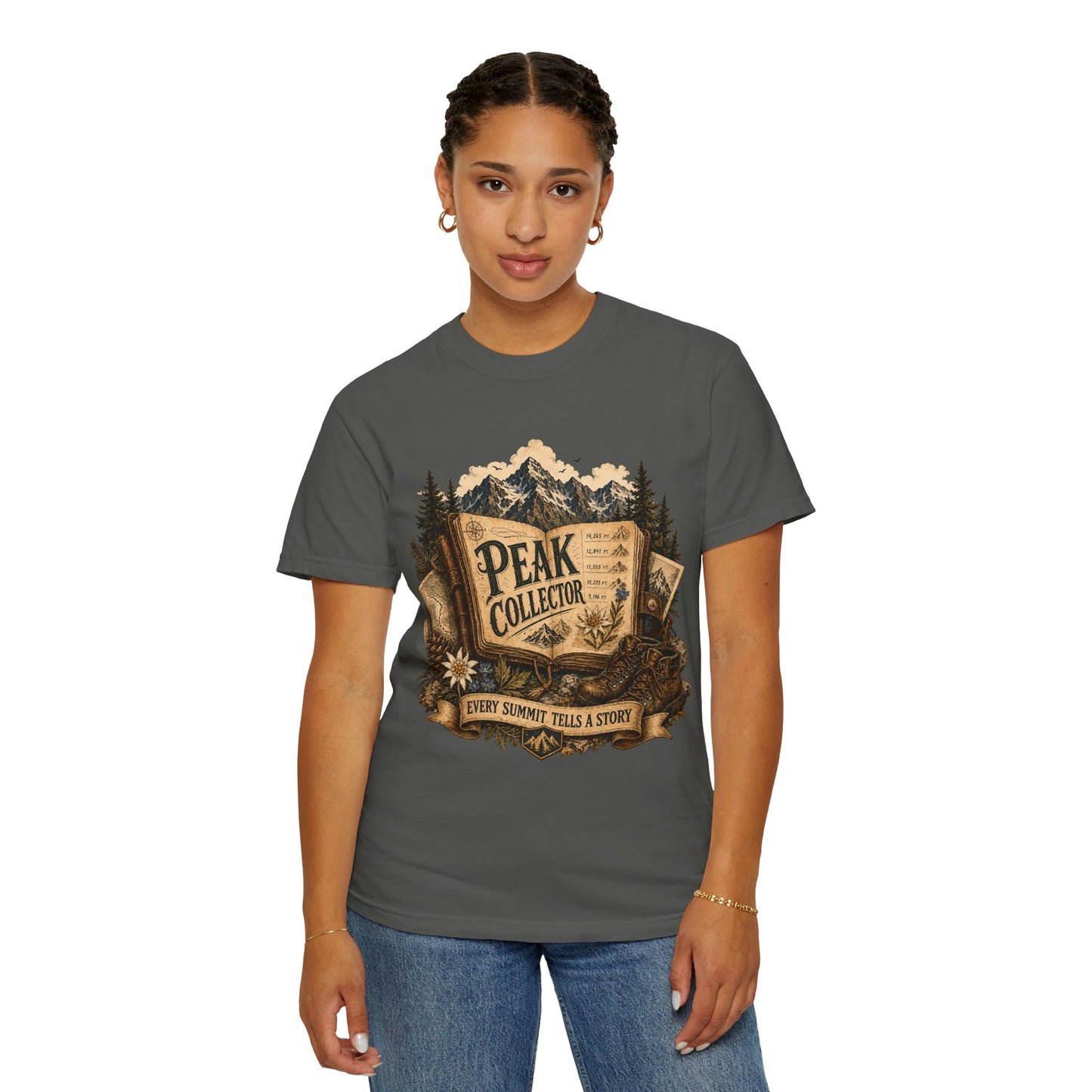 Peak Collector T-Shirt — Mountain Hiking Tee (“Every Summit Tells a Story”)