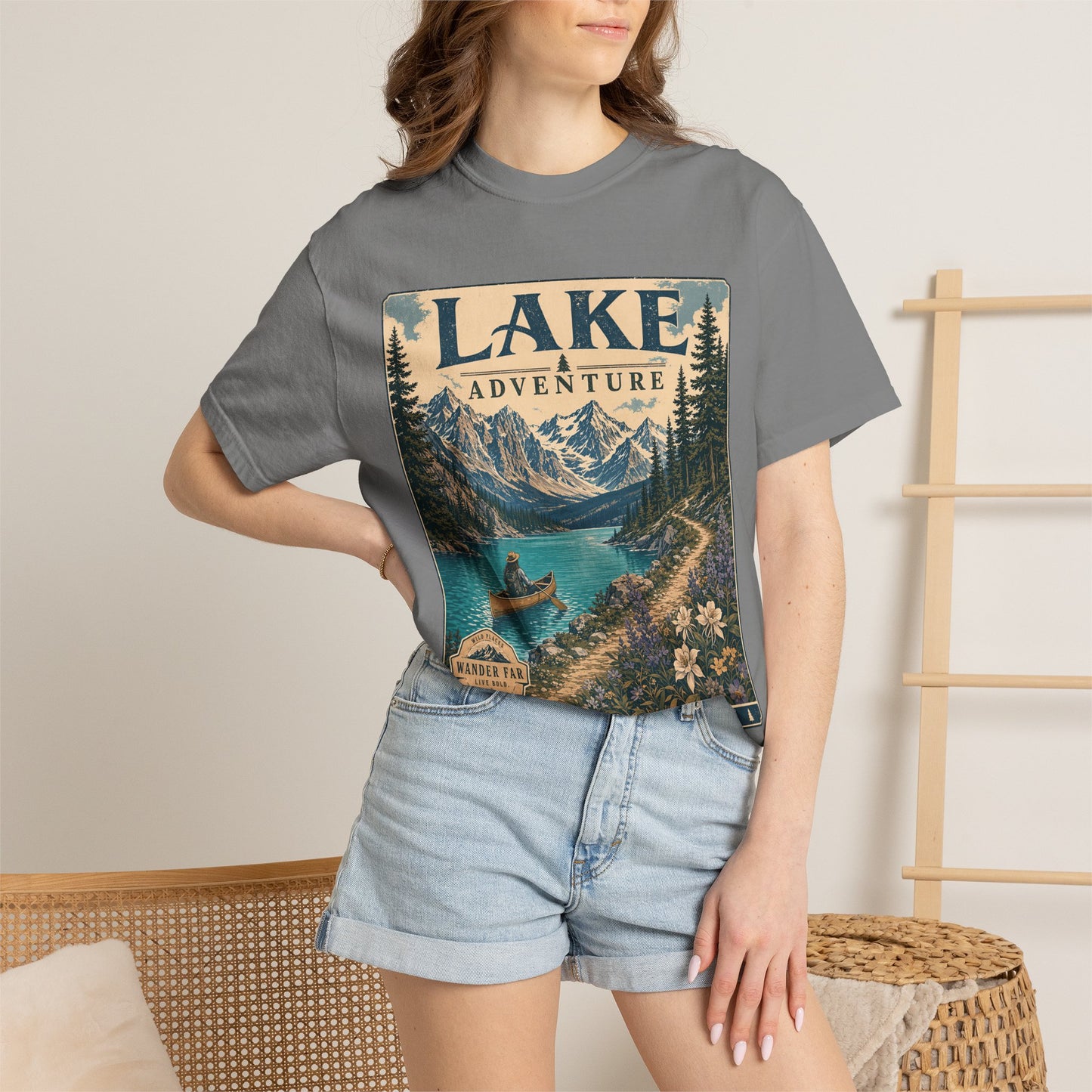 Lake Adventure T-Shirt — Retro Mountain Lake Graphic Tee