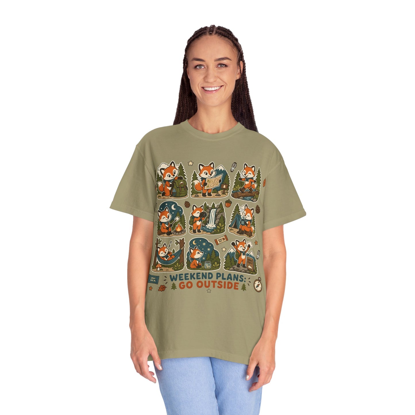 Weekend Plans: Go Outside T-Shirt — Cute Fox Camping Graphic Tee
