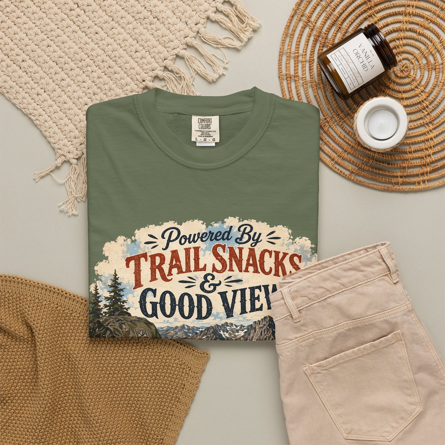 Trail Snacks & Good Views T-Shirt — Hiking Adventure Graphic Tee