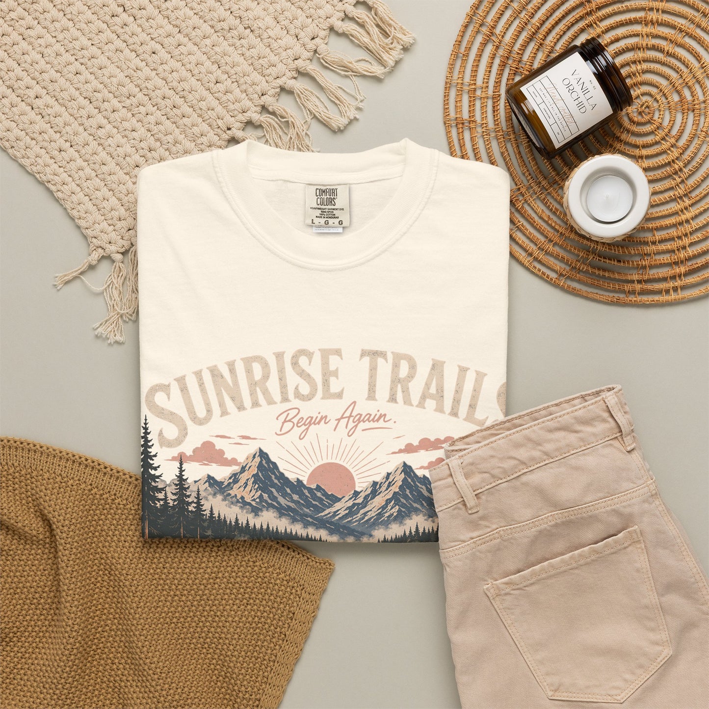 Sunrise Trails Canoe T-Shirt — Mountain Lake Outdoor Camping Graphic Tee