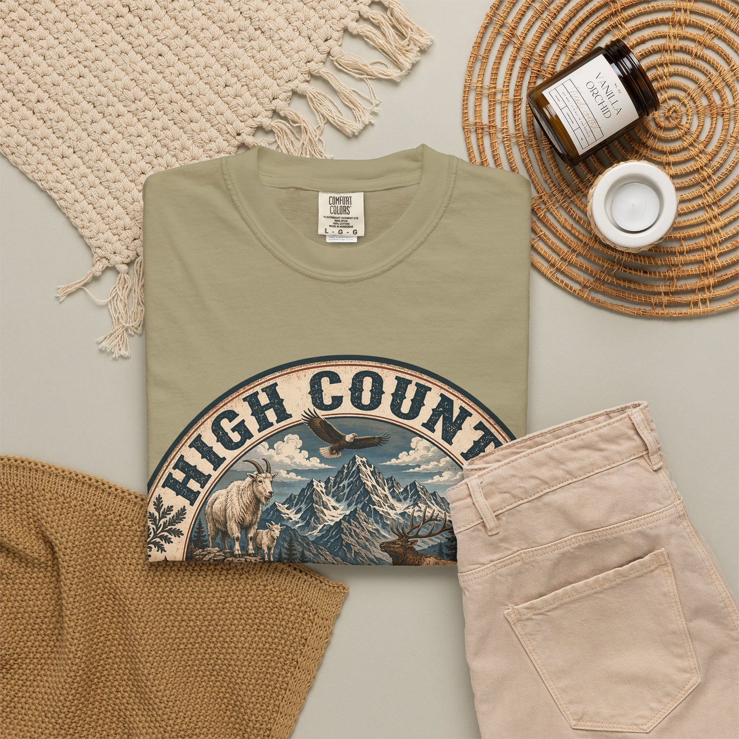 High Country Hiker T-Shirt — Mountain Wildlife Outdoor Tee