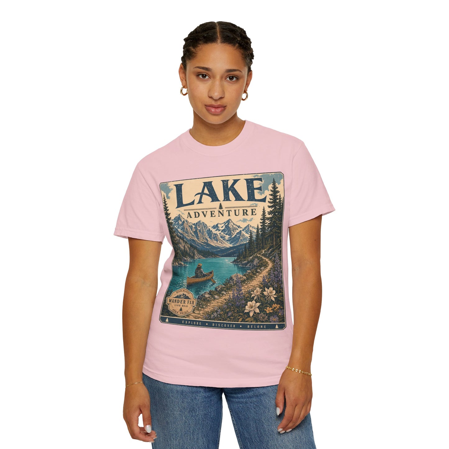 Lake Adventure T-Shirt — Vintage Mountain & Canoe Outdoor Tee