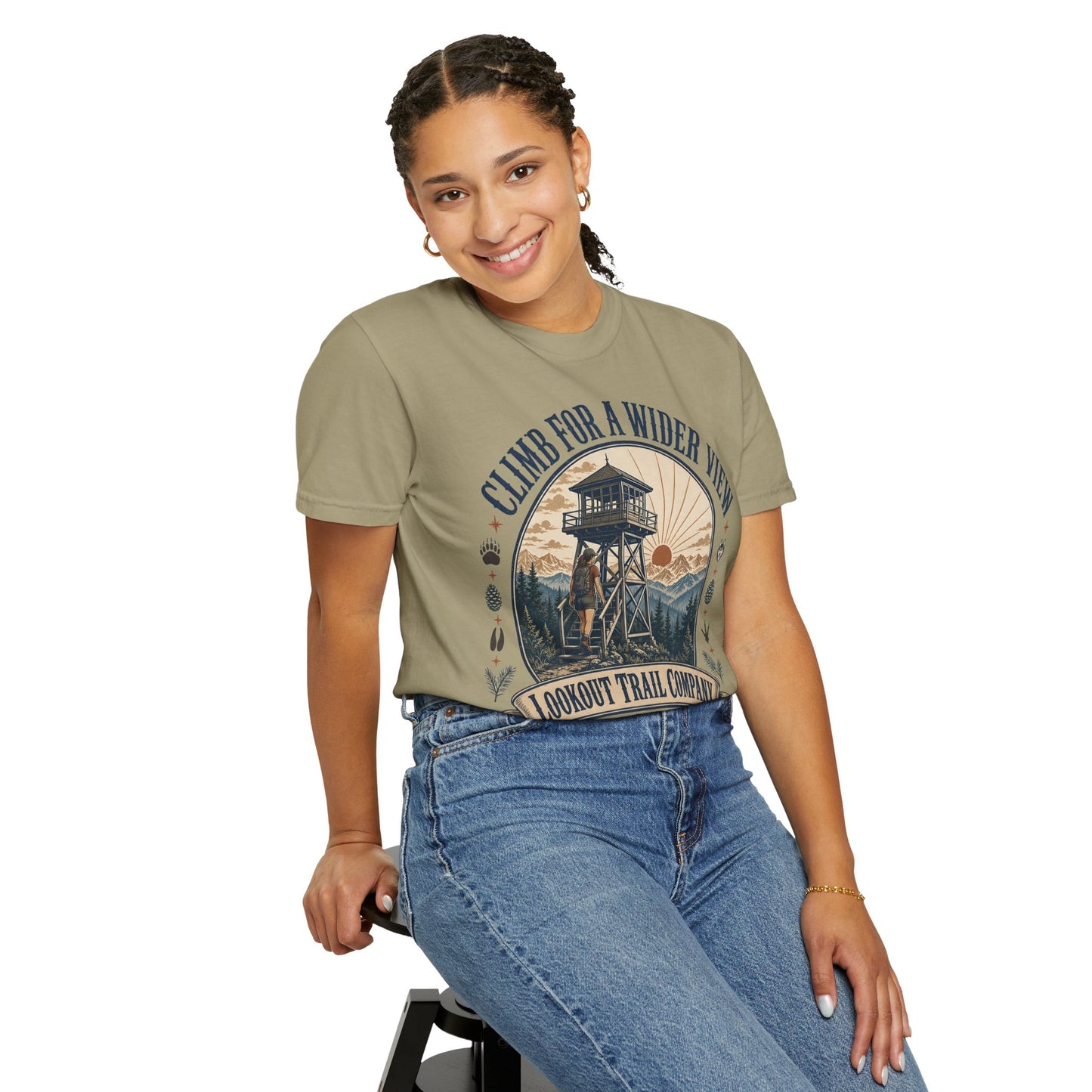 T-Shirt — "Climb for a Wider View" Lookout Trail Company Vintage Hiking Tee
