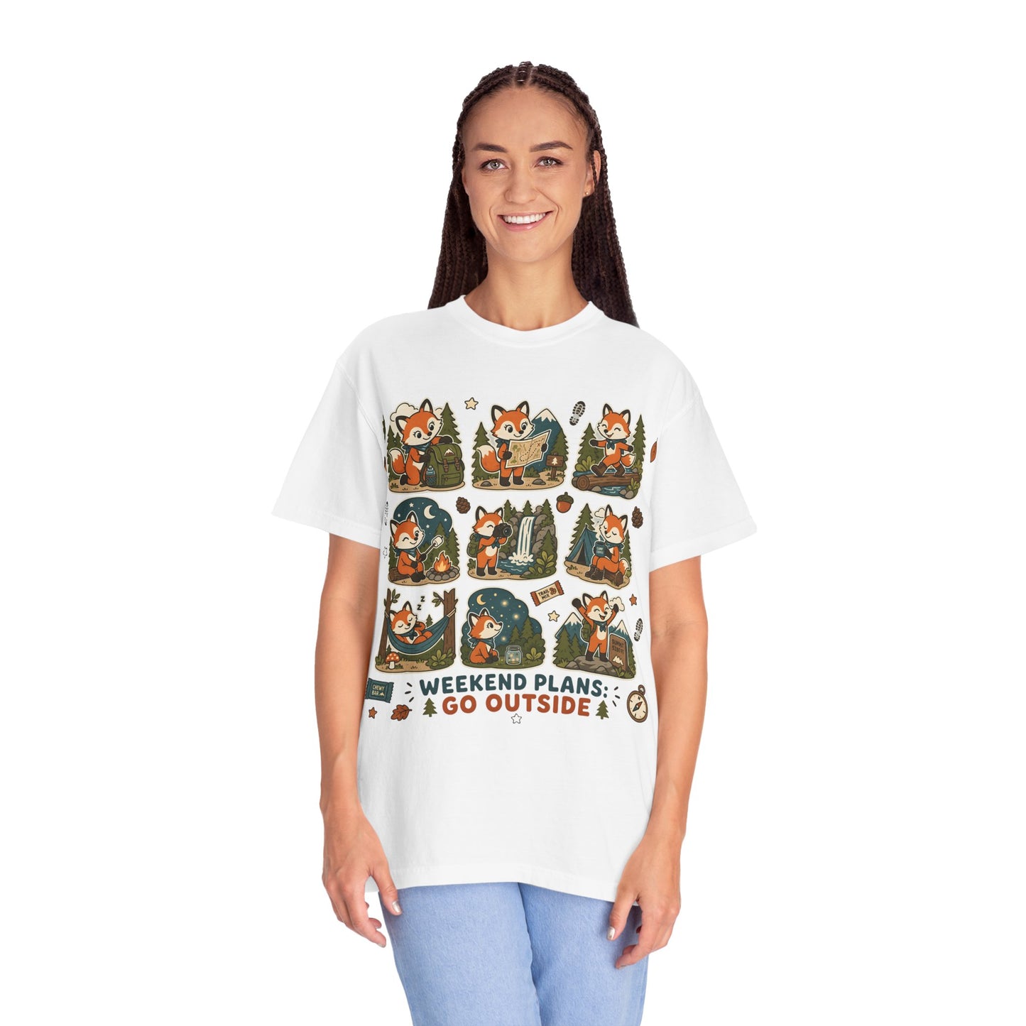 Weekend Plans: Go Outside T-Shirt — Cute Fox Camping Graphic Tee
