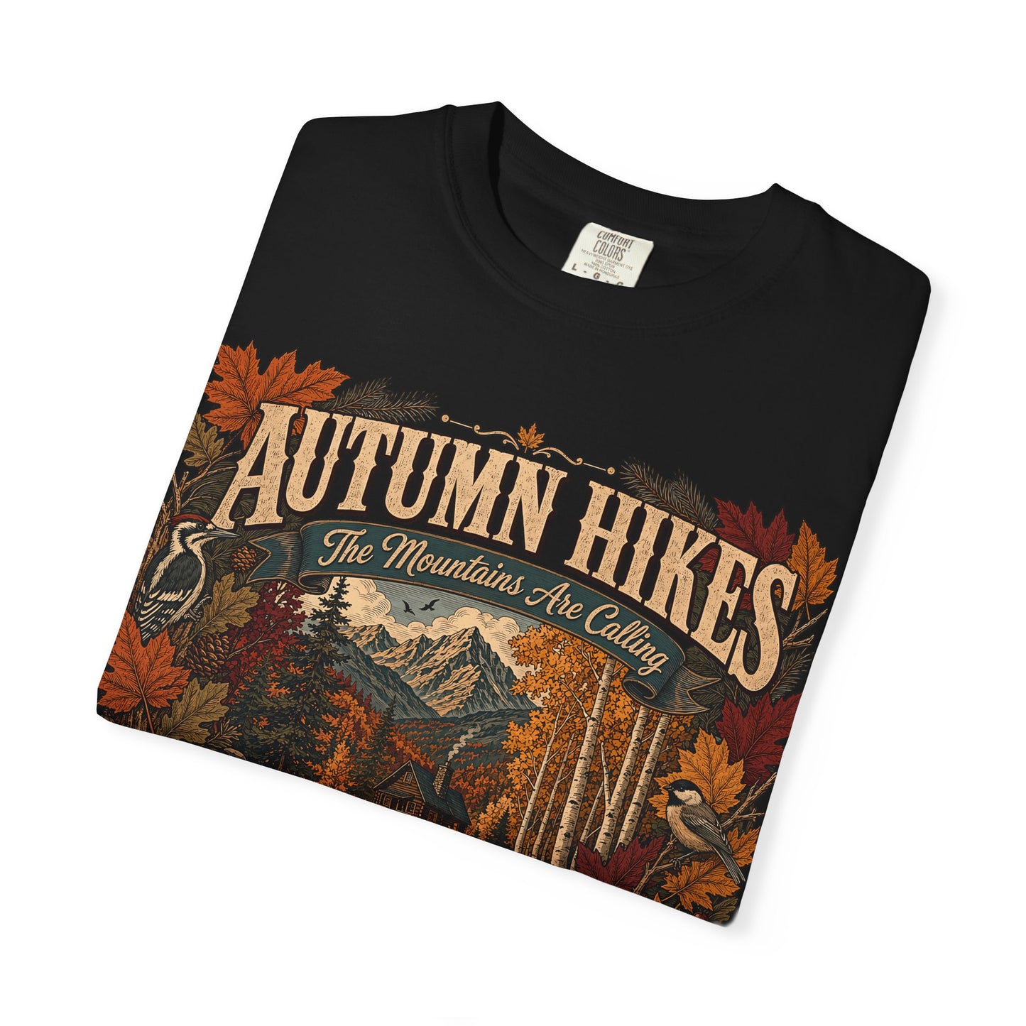 Autumn Hikes T-Shirt — Scenic Cabin Trail Fall Hiking Tee