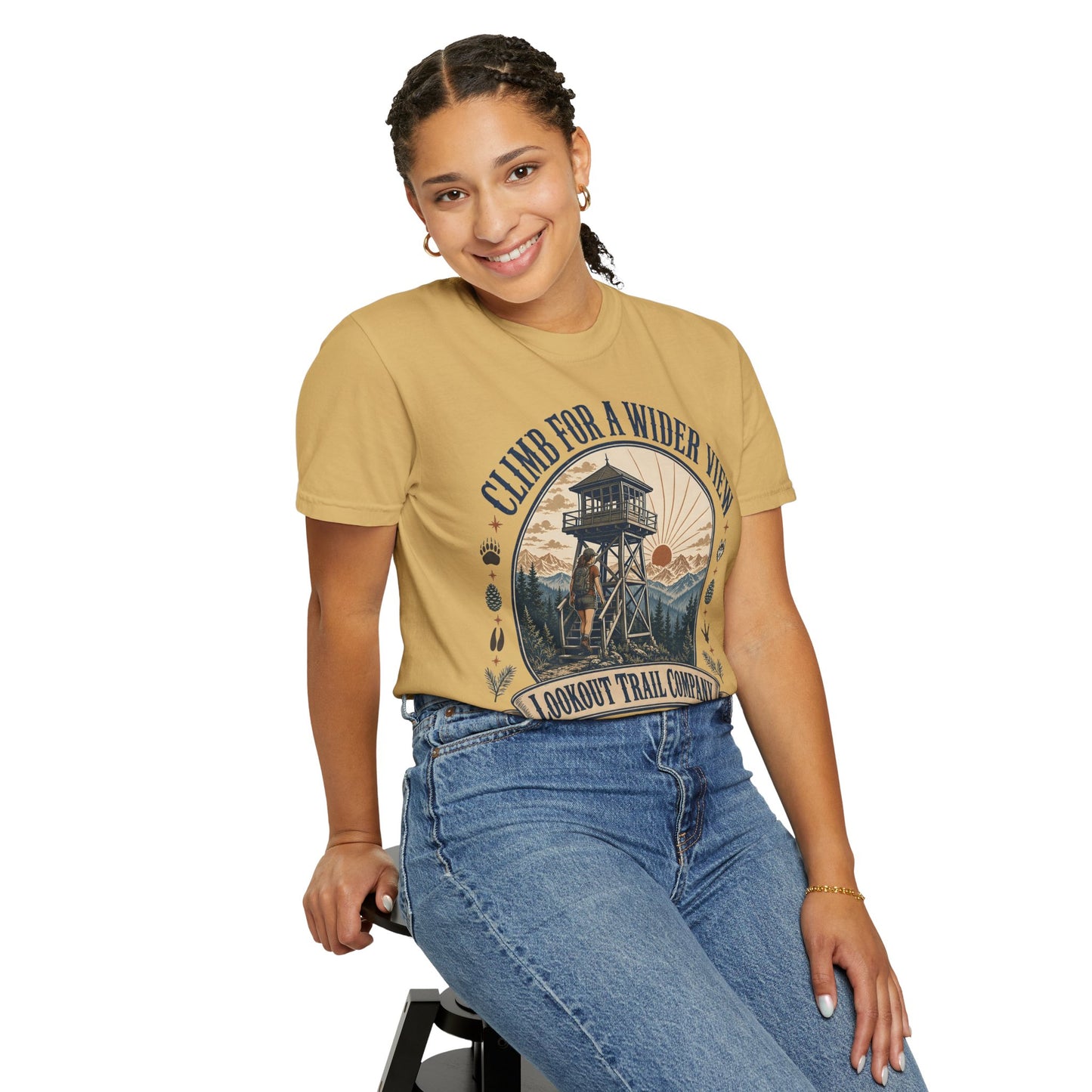 T-Shirt — "Climb for a Wider View" Lookout Trail Company Vintage Hiking Tee