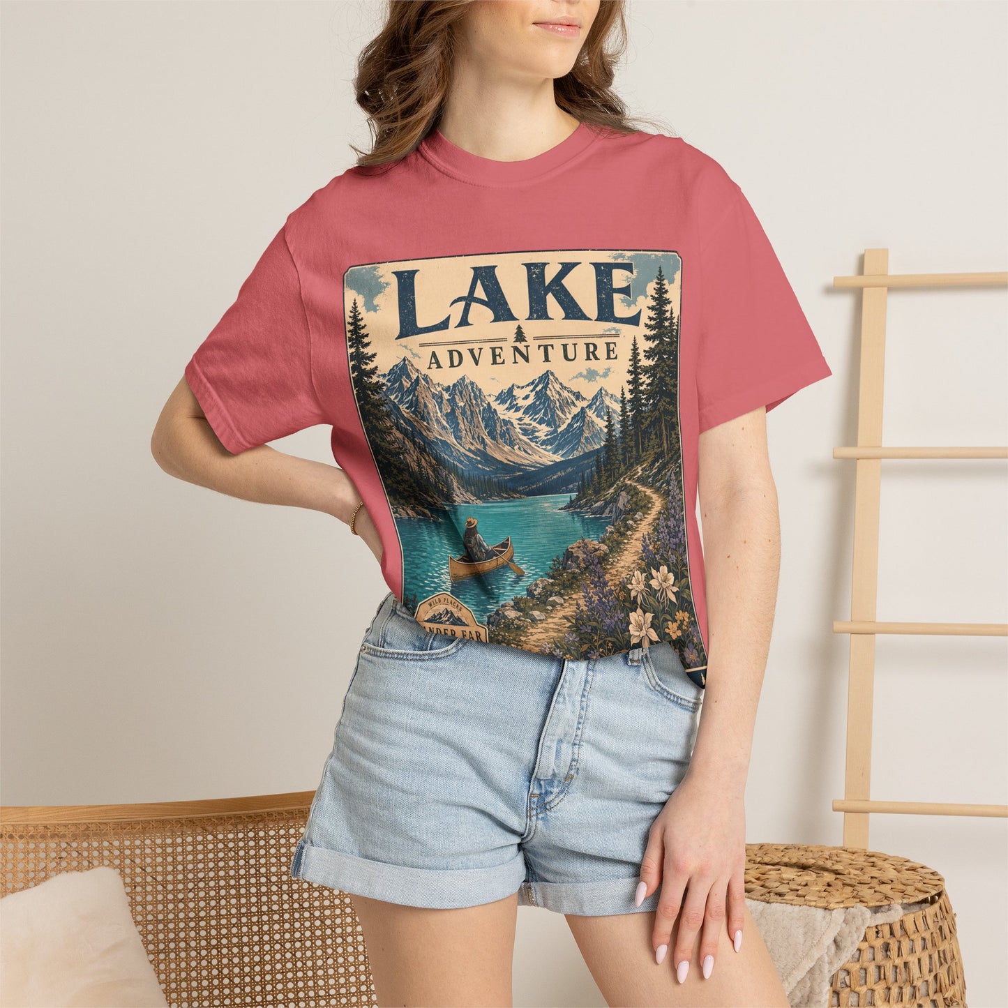 Lake Adventure T-Shirt — Vintage Mountain & Canoe Outdoor Tee