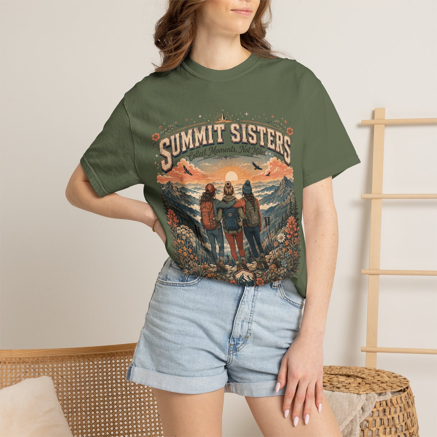 Summit Sisters Graphic T-Shirt — Retro Mountain Hiking Tee