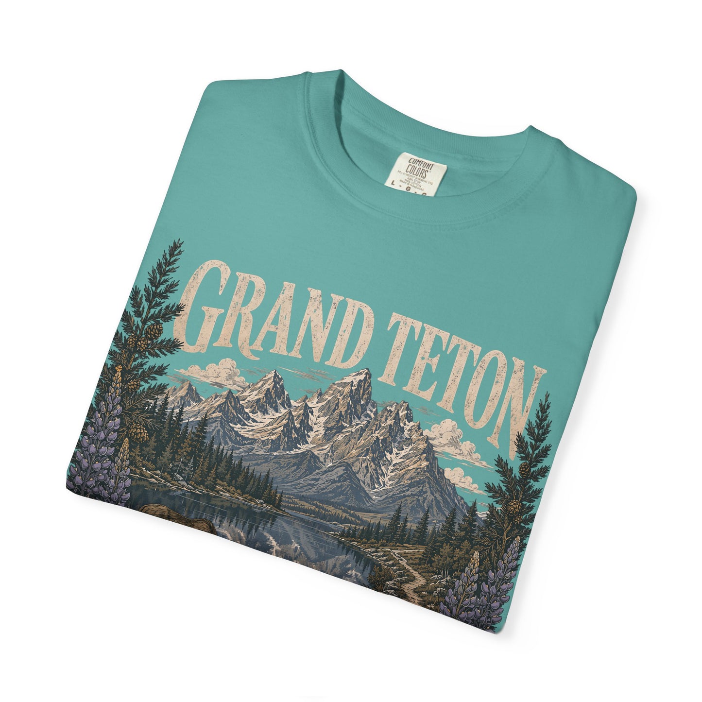 Grand Teton Scenic T-Shirt — 'Adventure Lives Here' Mountain & Moose Tee
