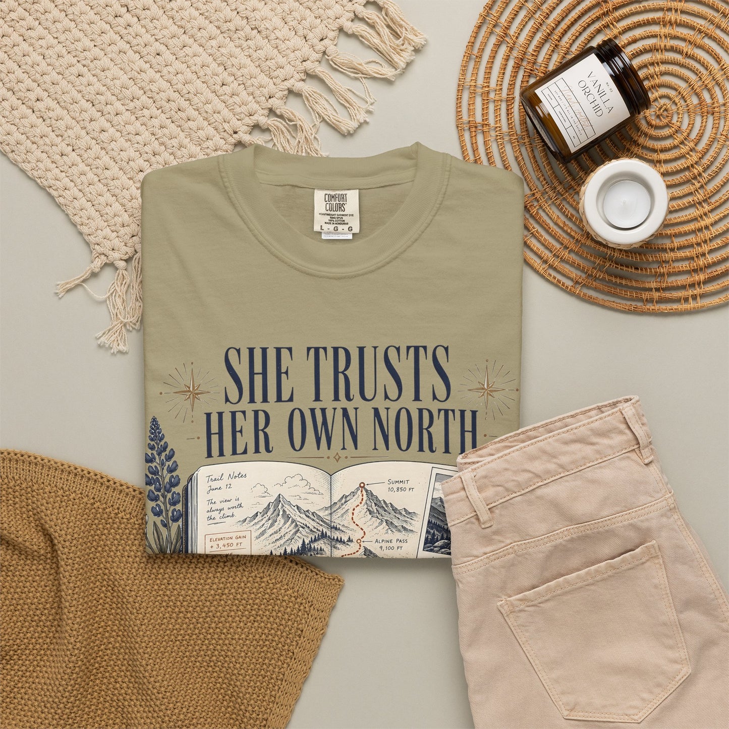She Trusts Her Own North Graphic Tee — Women's Adventure Compass T‑Shirt