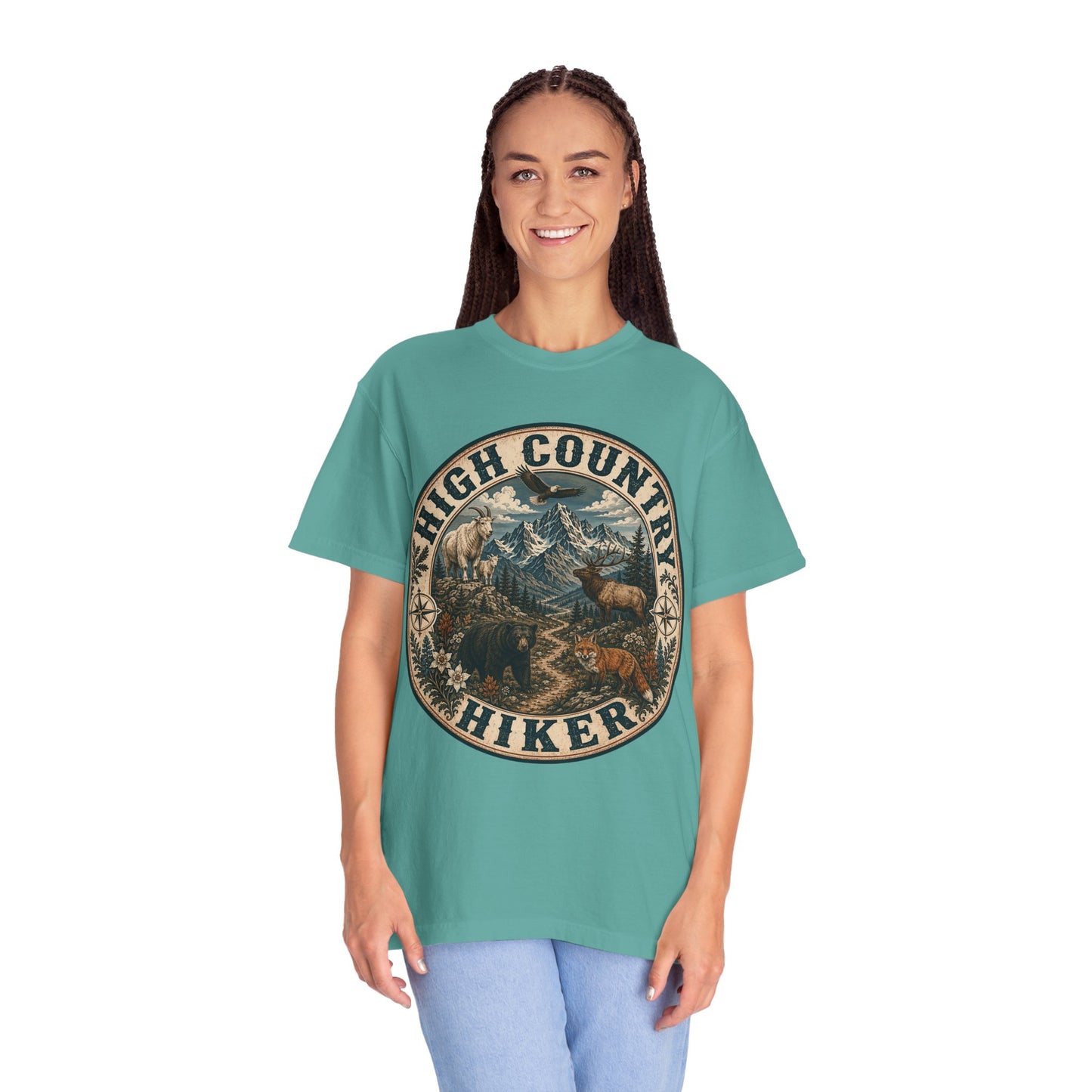High Country Hiker T-Shirt — Mountain Wildlife Outdoor Tee