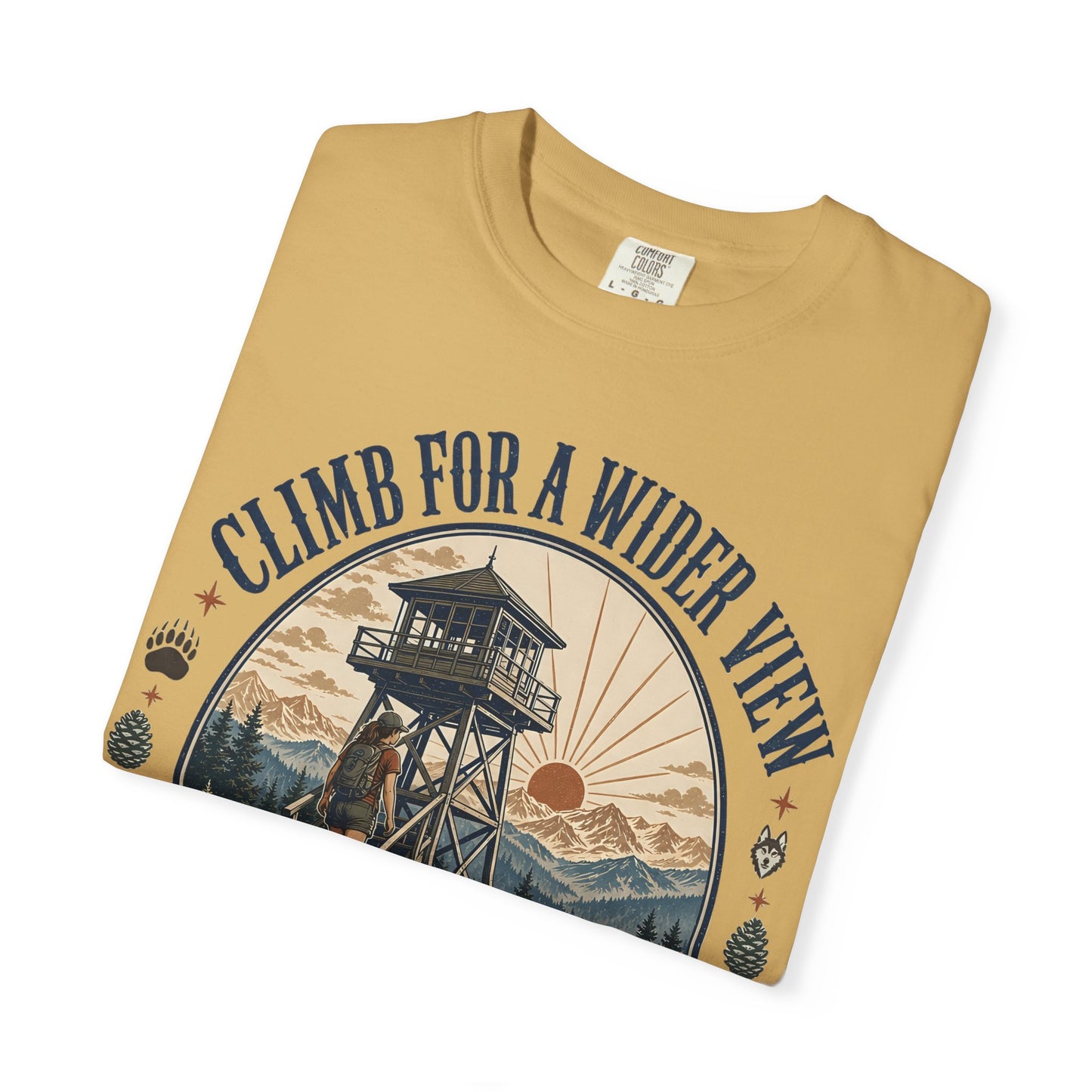 T-Shirt — "Climb for a Wider View" Lookout Trail Company Vintage Hiking Tee