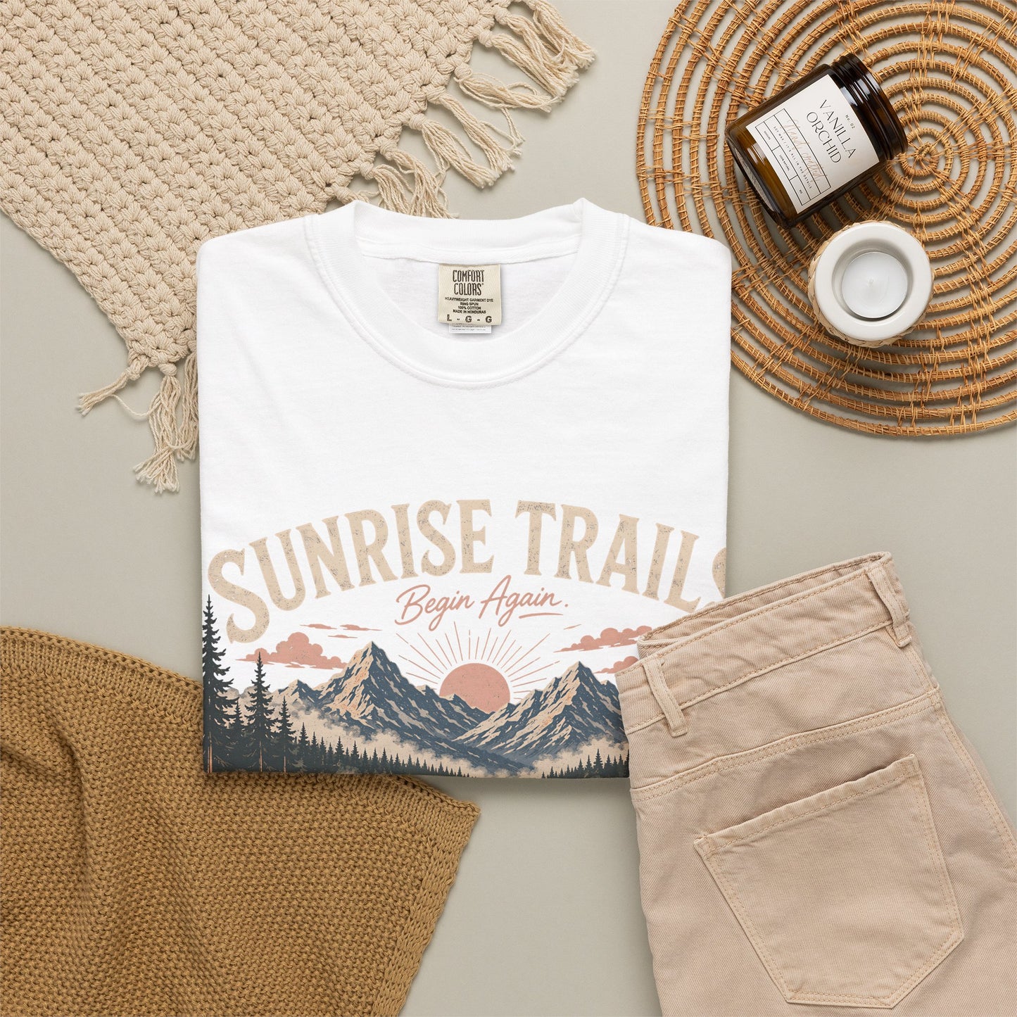 Sunrise Trails Canoe T-Shirt — Mountain Lake Outdoor Camping Graphic Tee