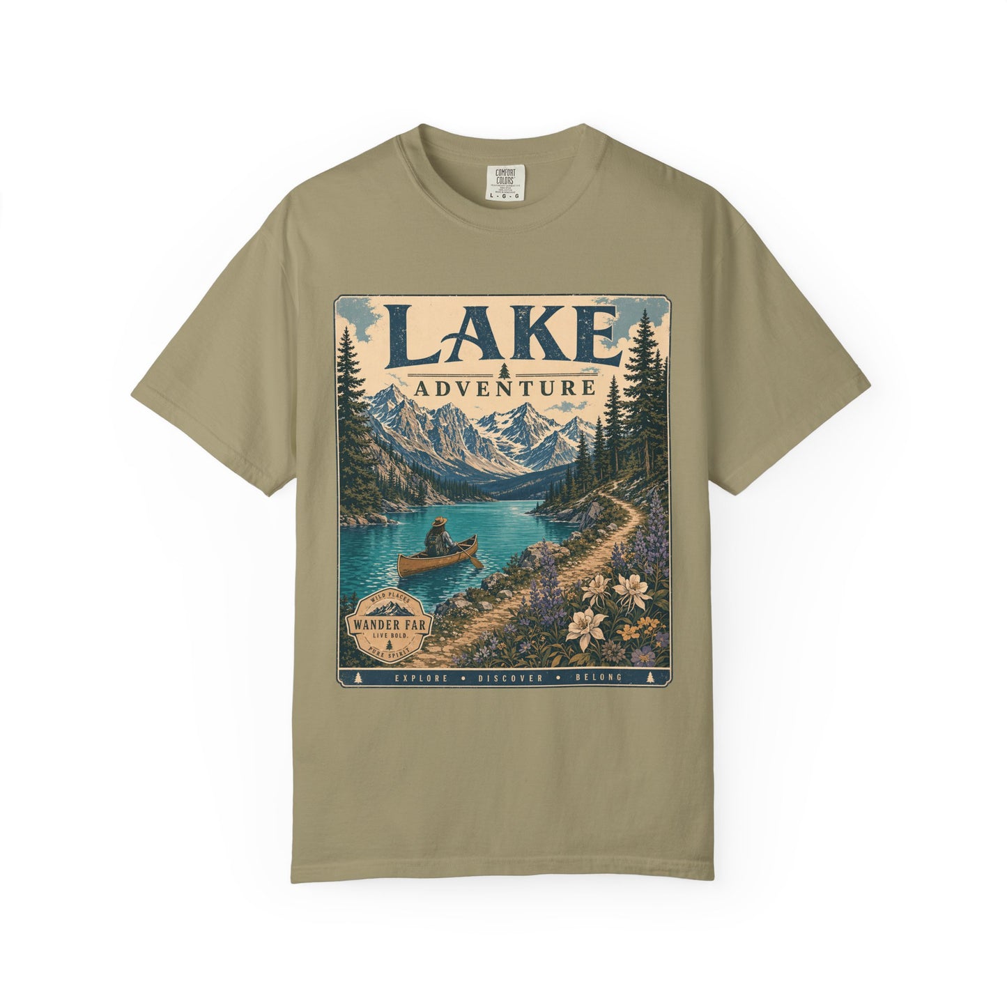 Lake Adventure T-Shirt — Retro Mountain Lake Graphic Tee
