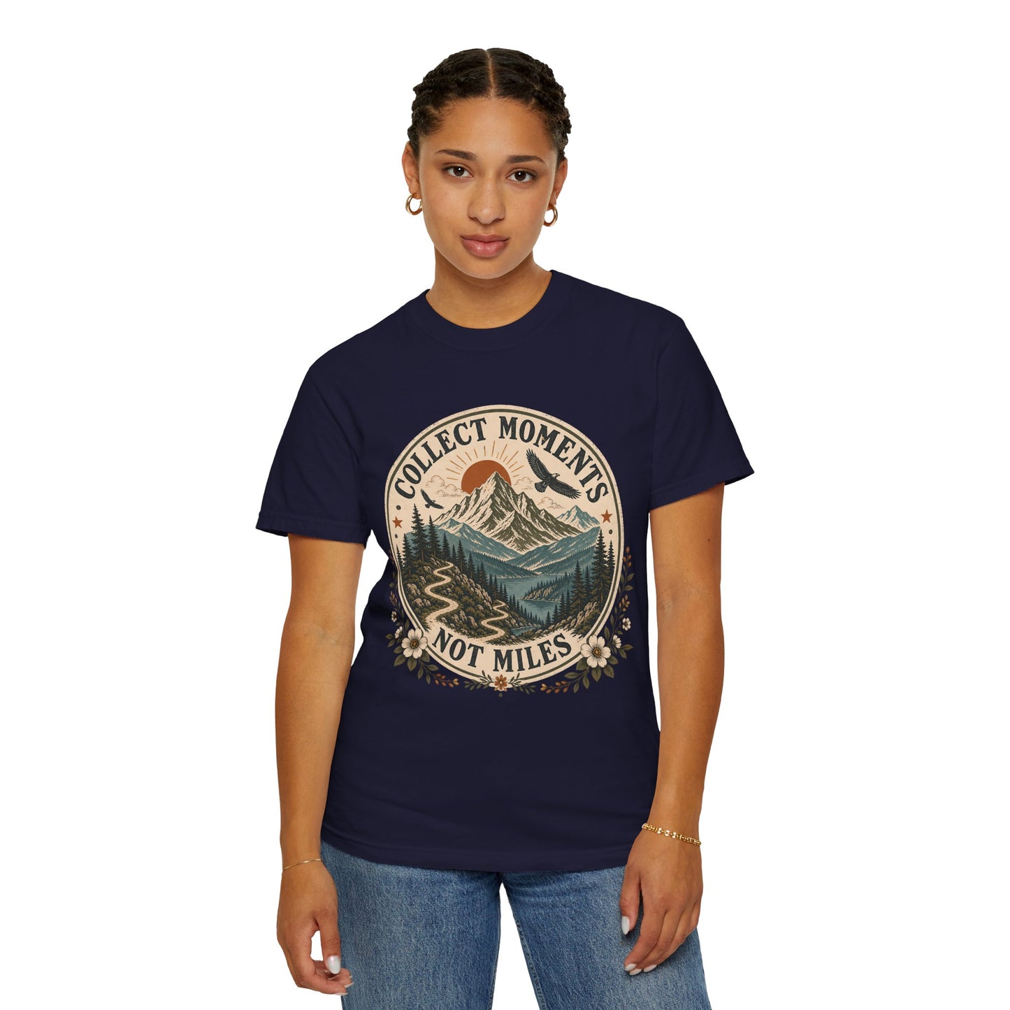 Collect Moments Not Miles T-Shirt — Vintage Mountain Adventure Tee