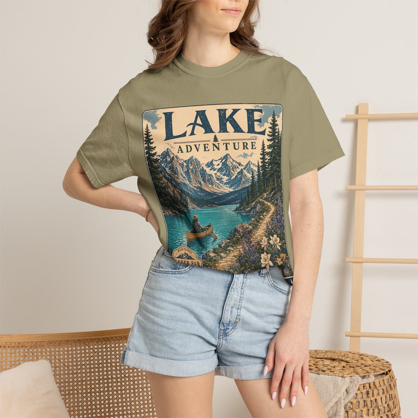 Lake Adventure T-Shirt — Vintage Mountain & Canoe Outdoor Tee