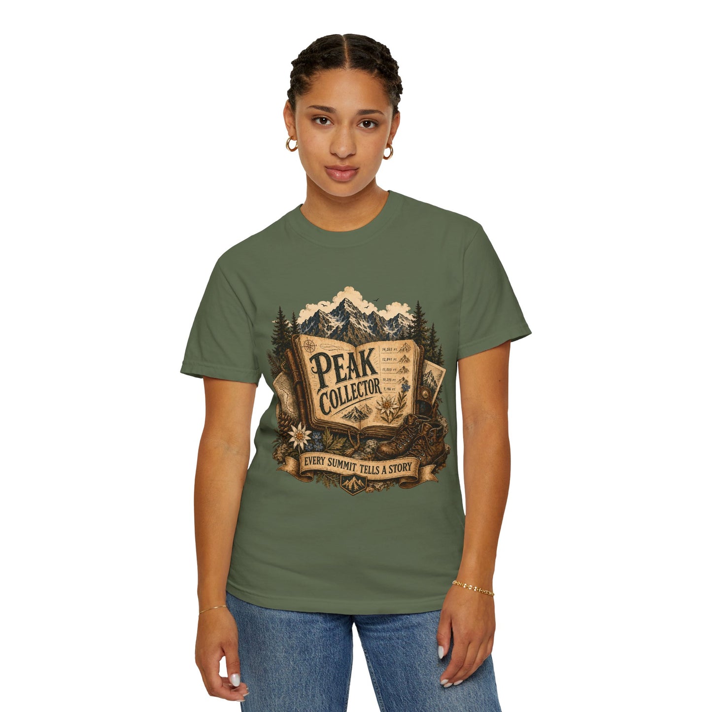 Peak Collector T-Shirt — Mountain Hiking Tee (“Every Summit Tells a Story”)