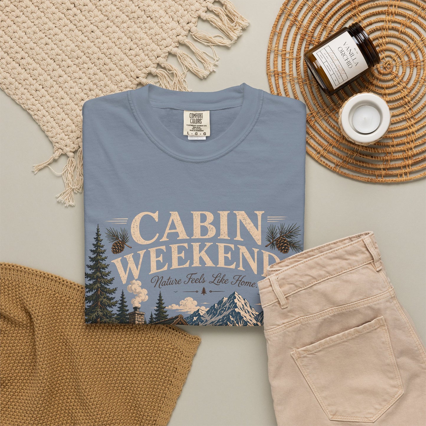 Cabin Weekends Graphic T-Shirt — Rustic Mountain Cabin Tee