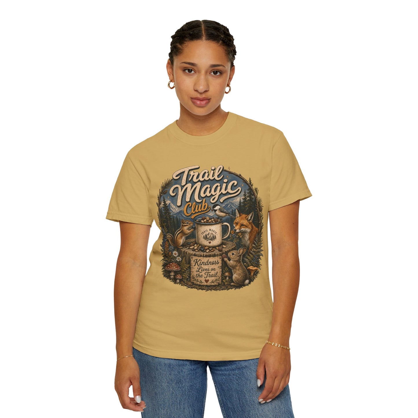 Trail Magic Club T-Shirt — Woodland Fox & Wildlife Coffee Camp Tee