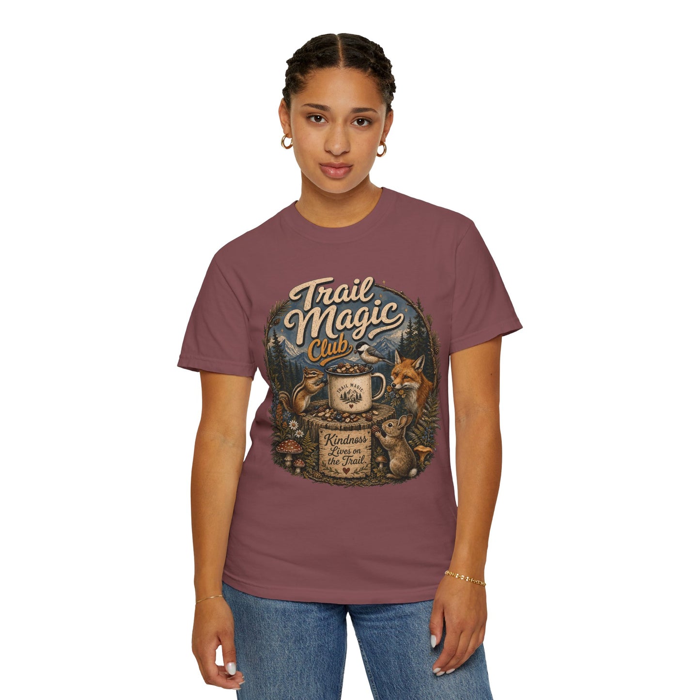 Trail Magic Club T-Shirt — Woodland Fox & Wildlife Coffee Camp Tee