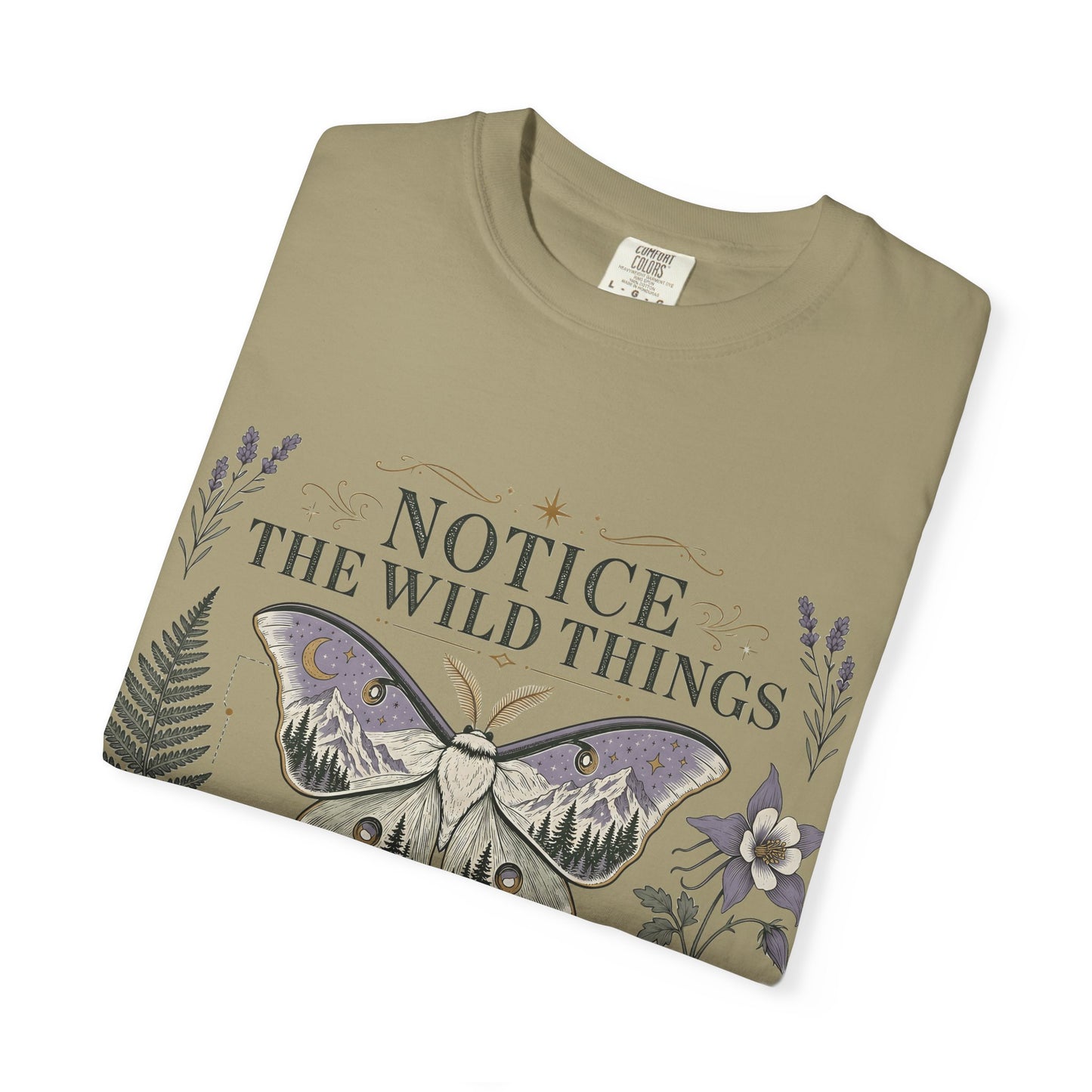 Nature-Inspired T-Shirt — “Notice the Wild Things” Moth & Botanical Graphic