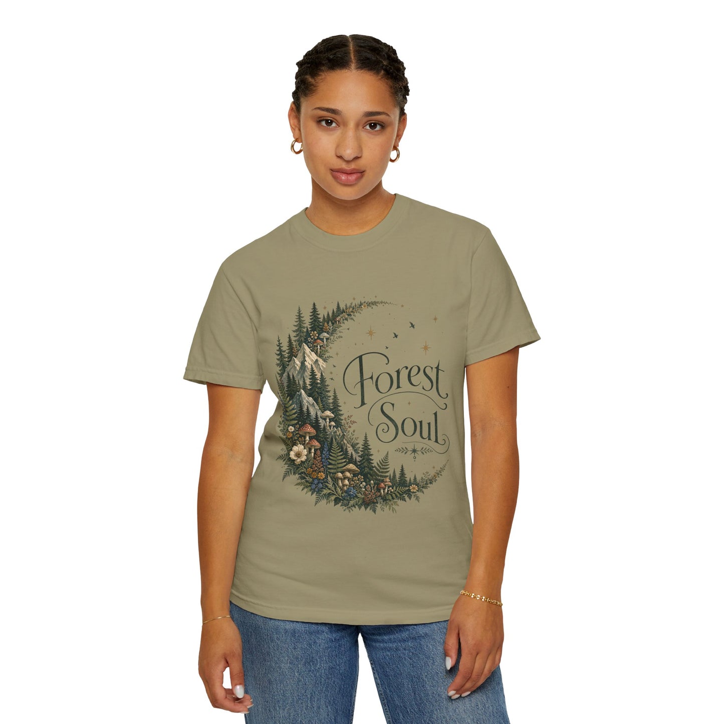 Forest Soul T‑Shirt — Crescent Moon Woodland Graphic Tee