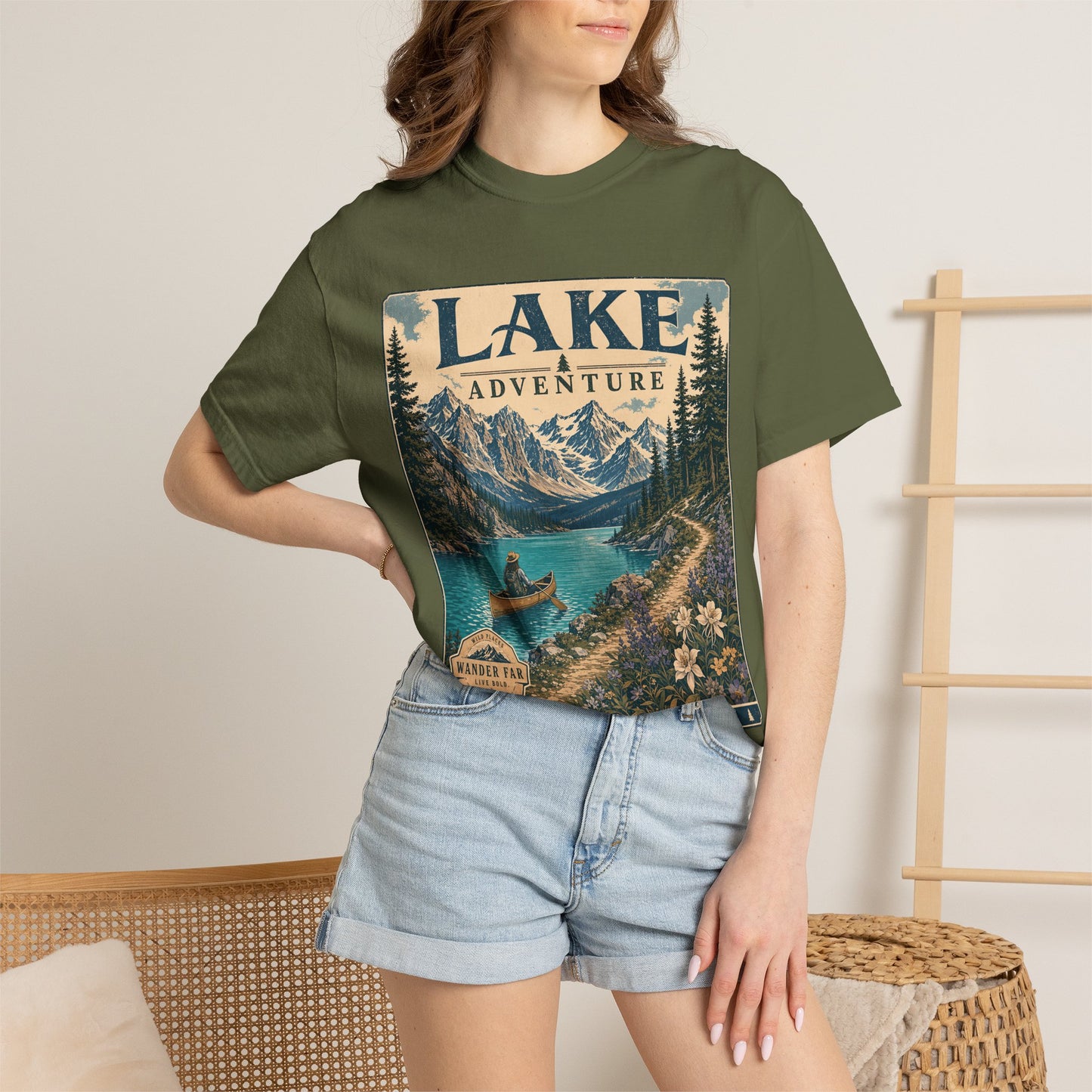 Lake Adventure T-Shirt — Retro Mountain Lake Graphic Tee