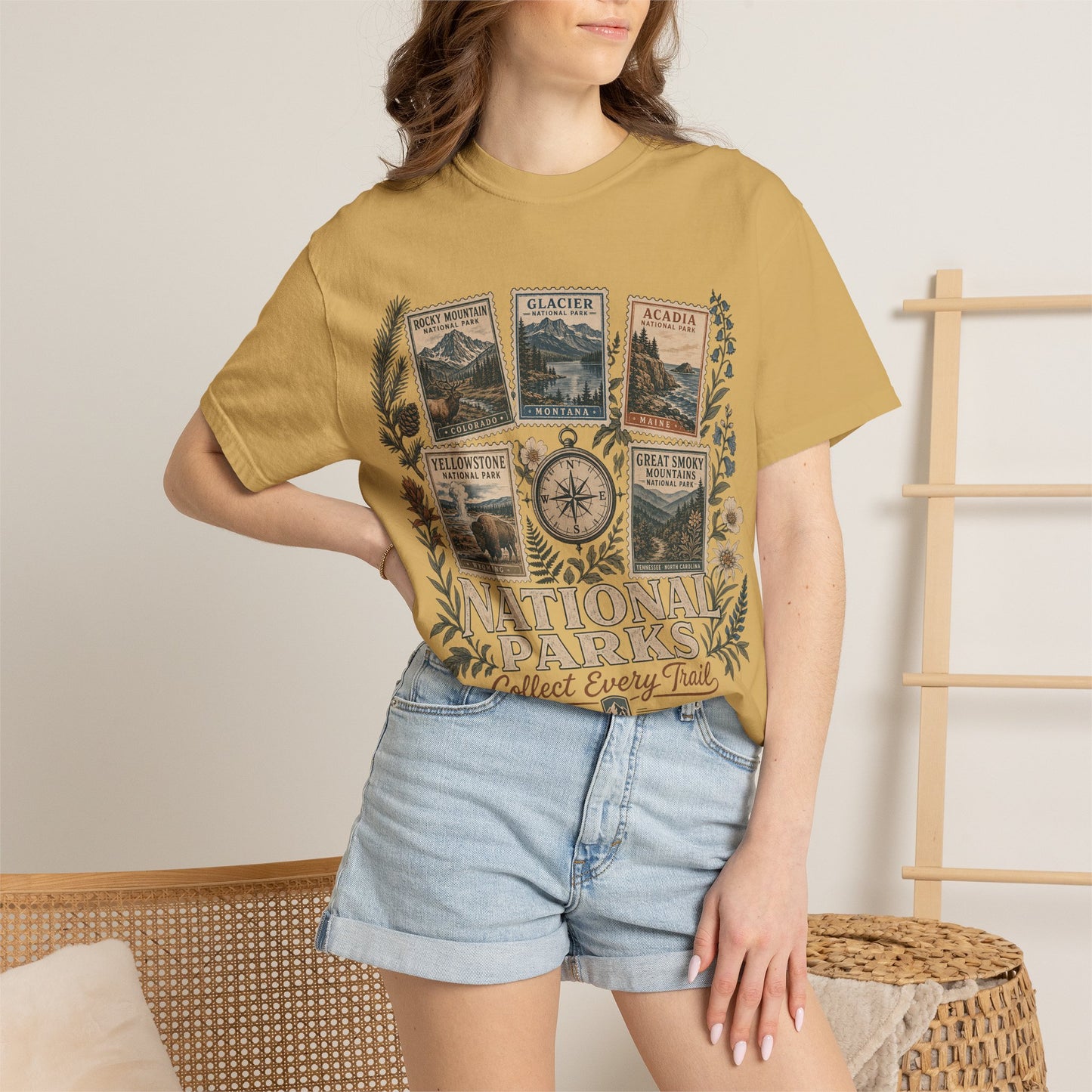 National Parks T-Shirt — 'Collect Every Trail' Vintage Park Stamps Design