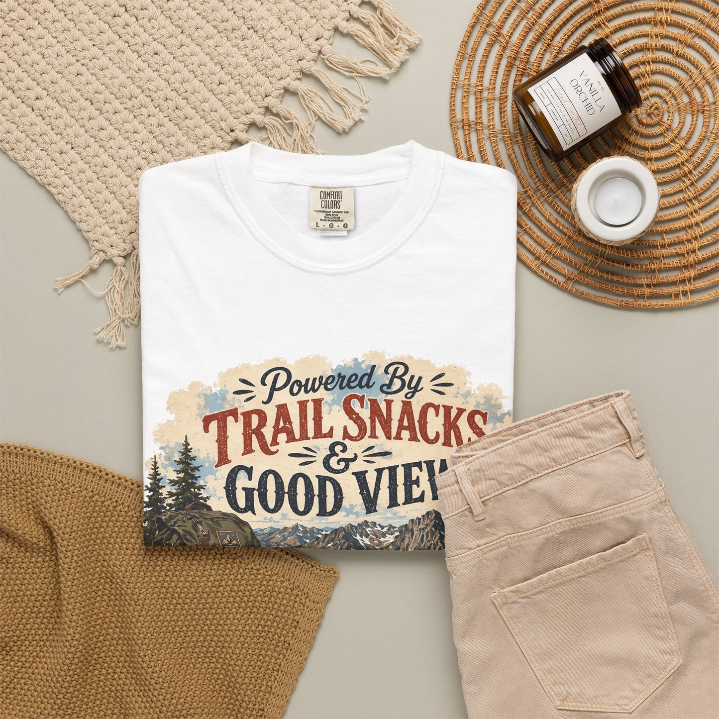 Trail Snacks & Good Views T-Shirt — Hiking Adventure Graphic Tee